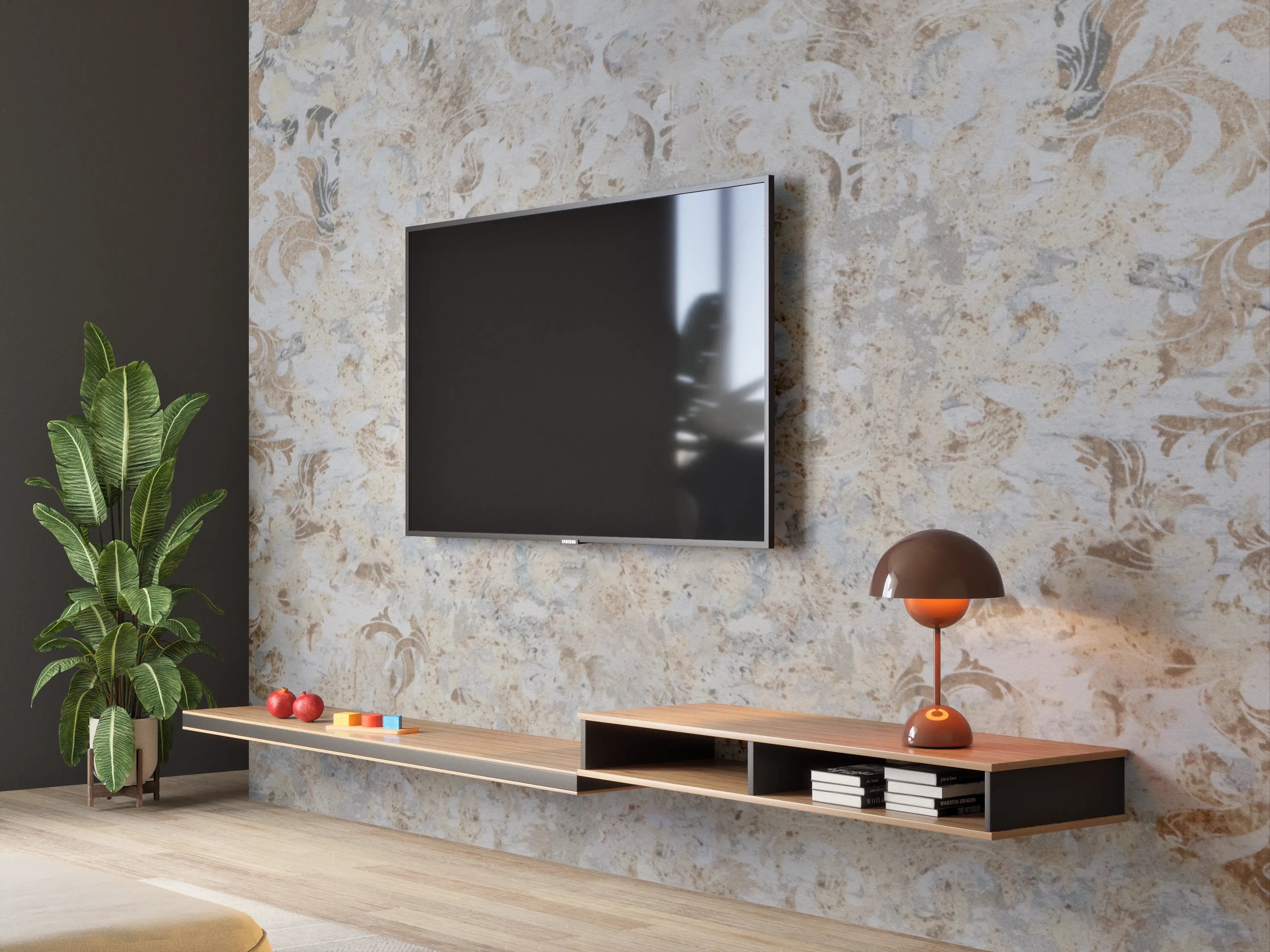 Wandverkleidung Wohnzimmer - Alte grau braune Vintage Fliesen