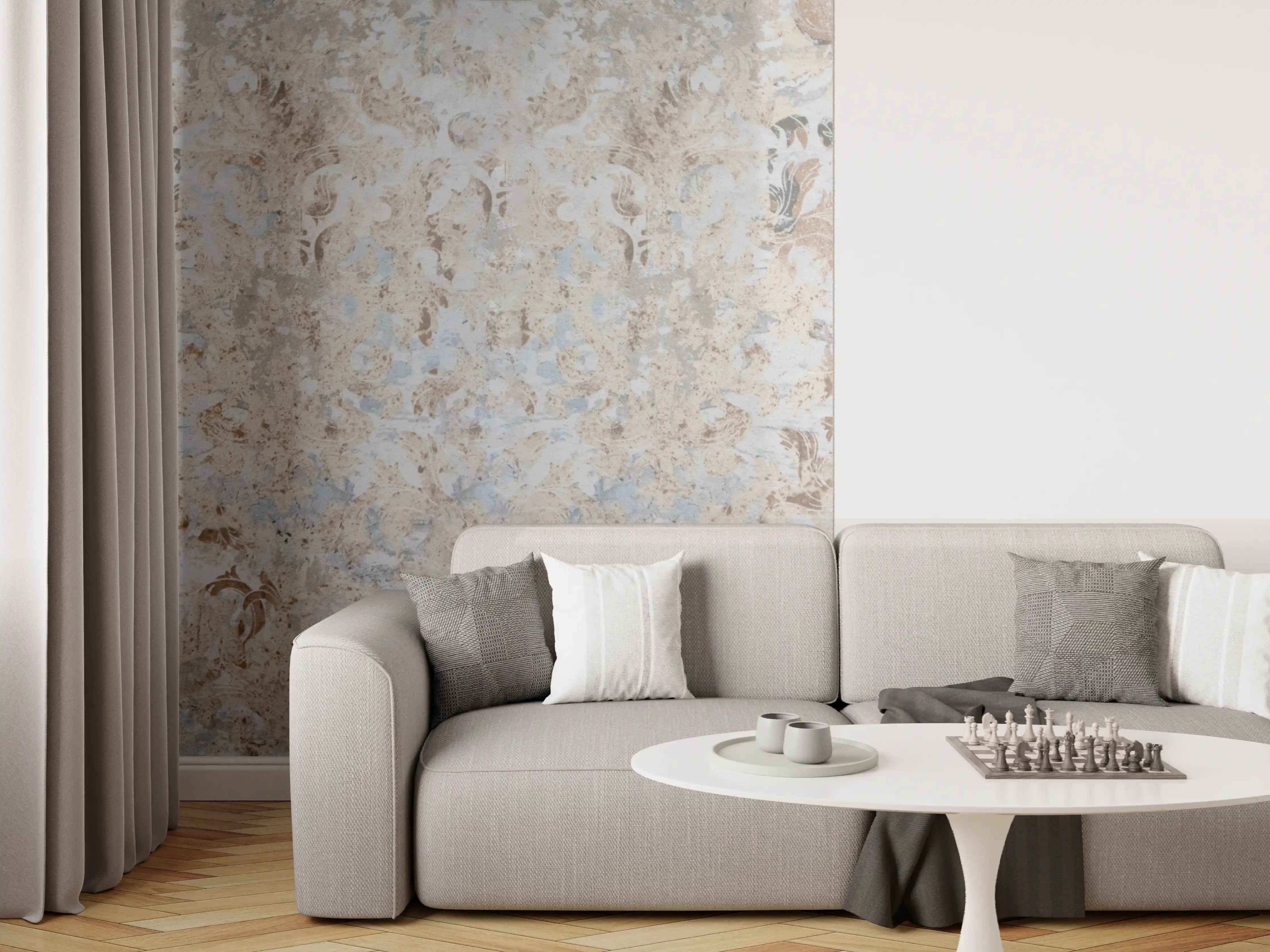 Wandverkleidung Wohnzimmer - Alte grau braune Vintage Fliesen