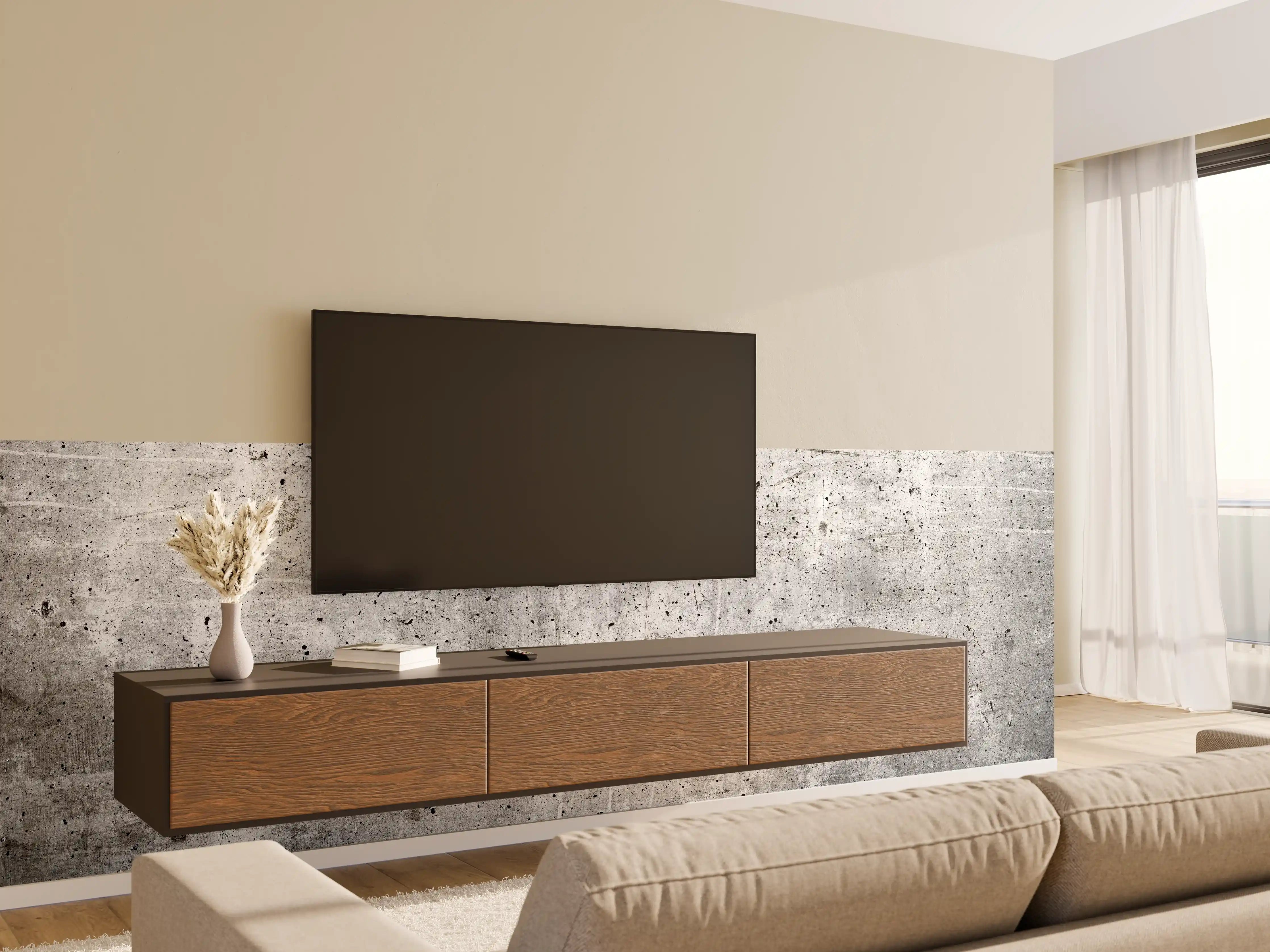 Wandverkleidung Wohnzimmer - Alte graue Betonwand