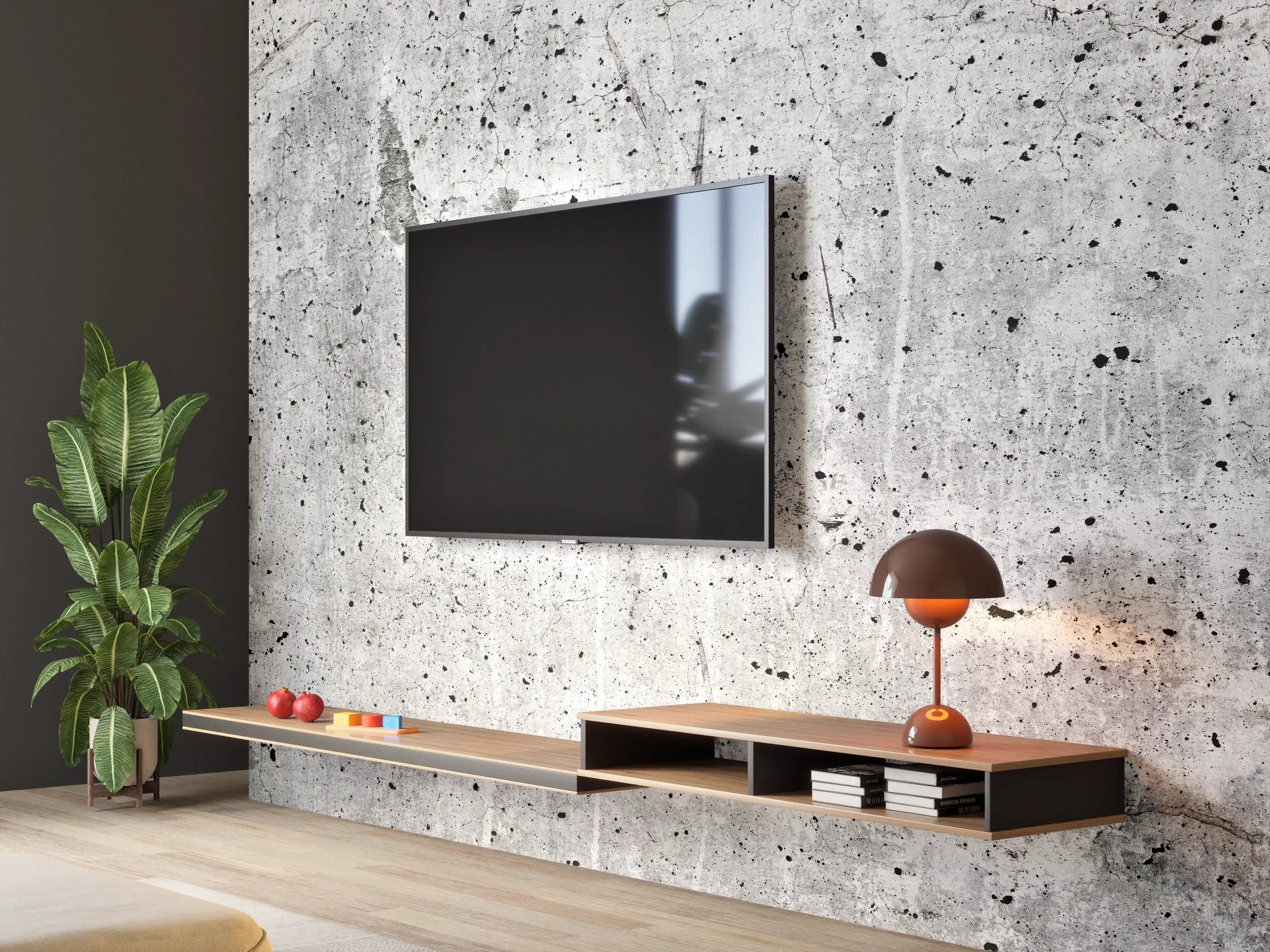 Wandverkleidung Wohnzimmer - Alte graue Betonwand