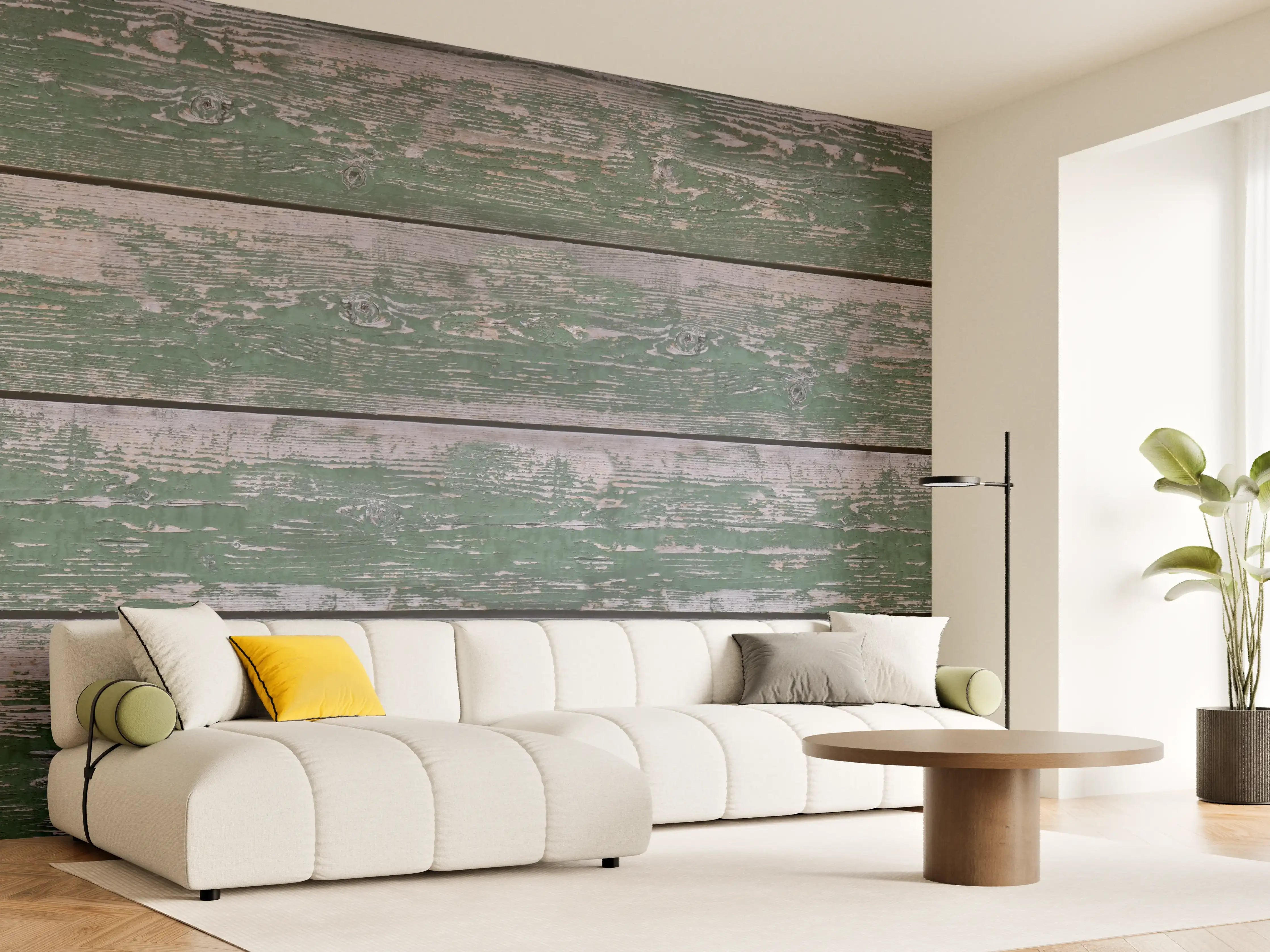 Wandverkleidung Wohnzimmer - Alte grünliche Holztextur