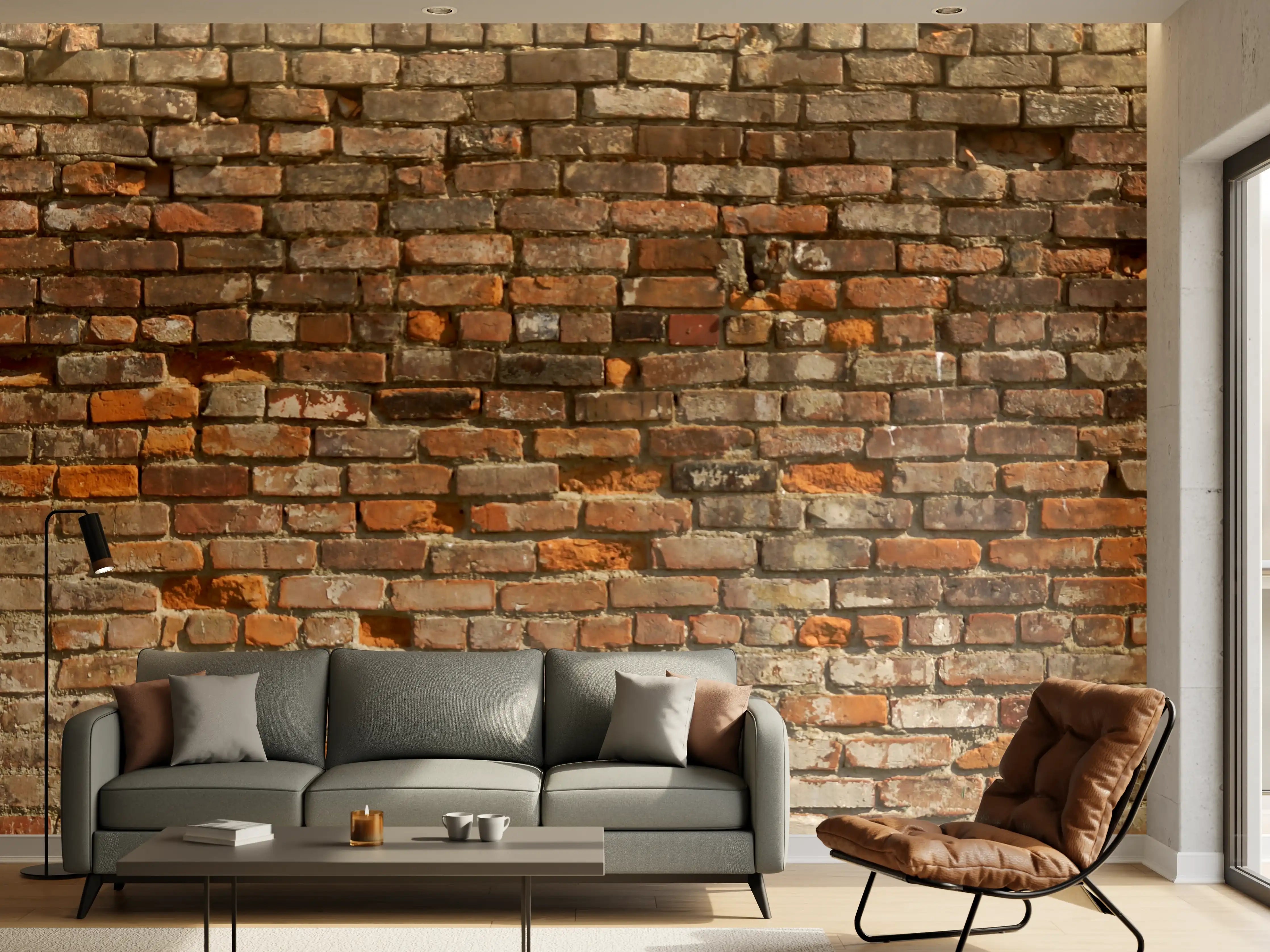 Wandverkleidung Wohnzimmer - Alte kaputte Ziegelwand