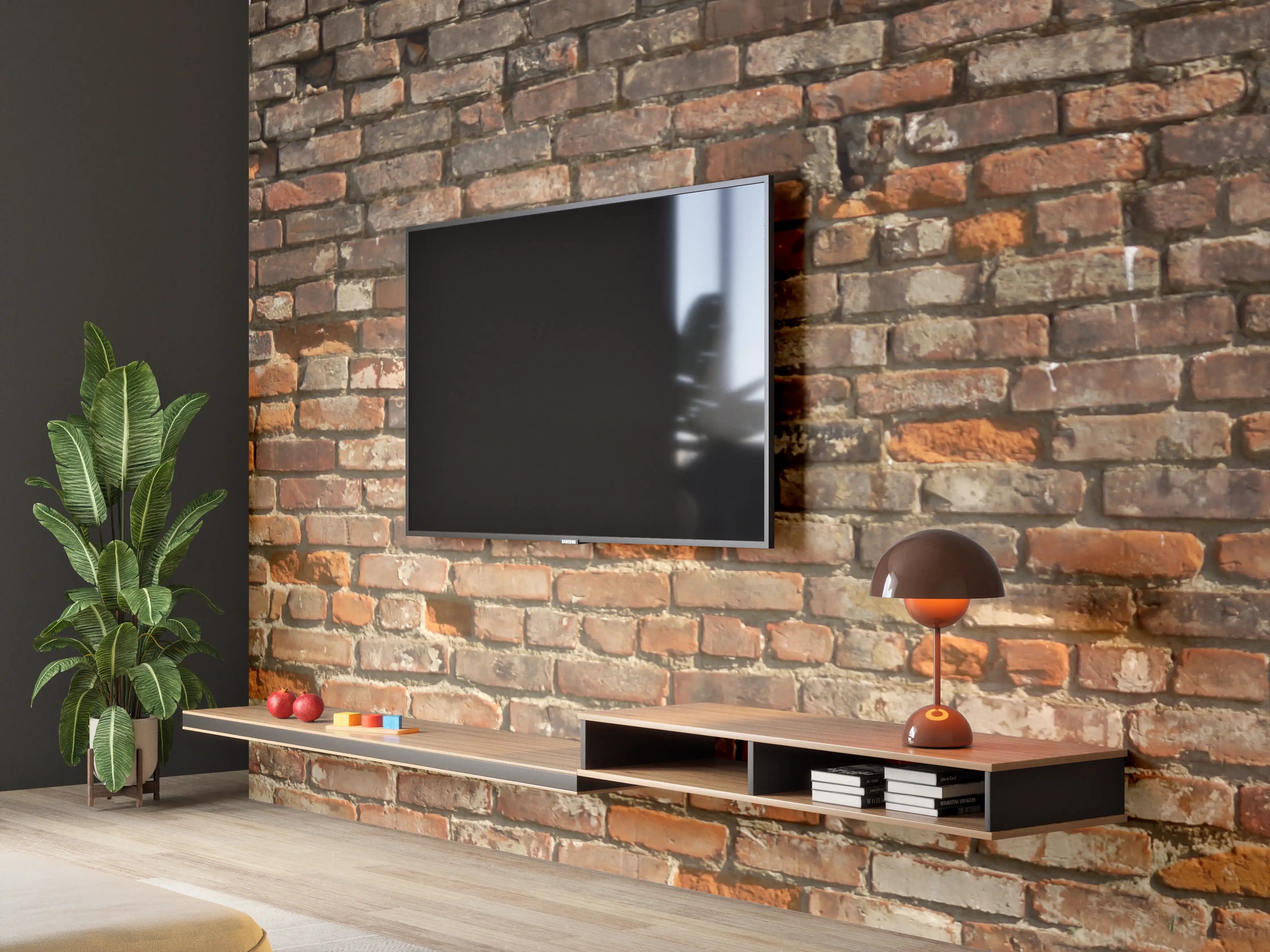 Wandverkleidung Wohnzimmer - Alte kaputte Ziegelwand