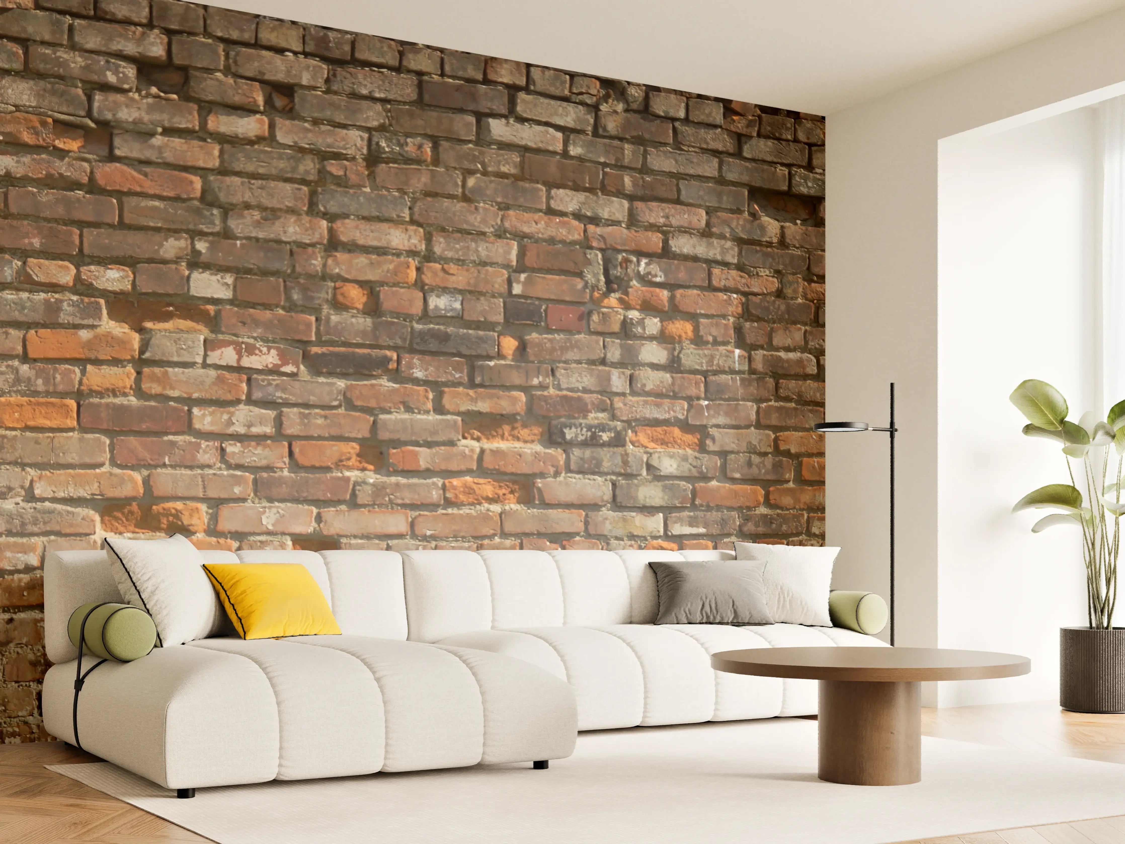 Wandverkleidung Wohnzimmer - Alte kaputte Ziegelwand