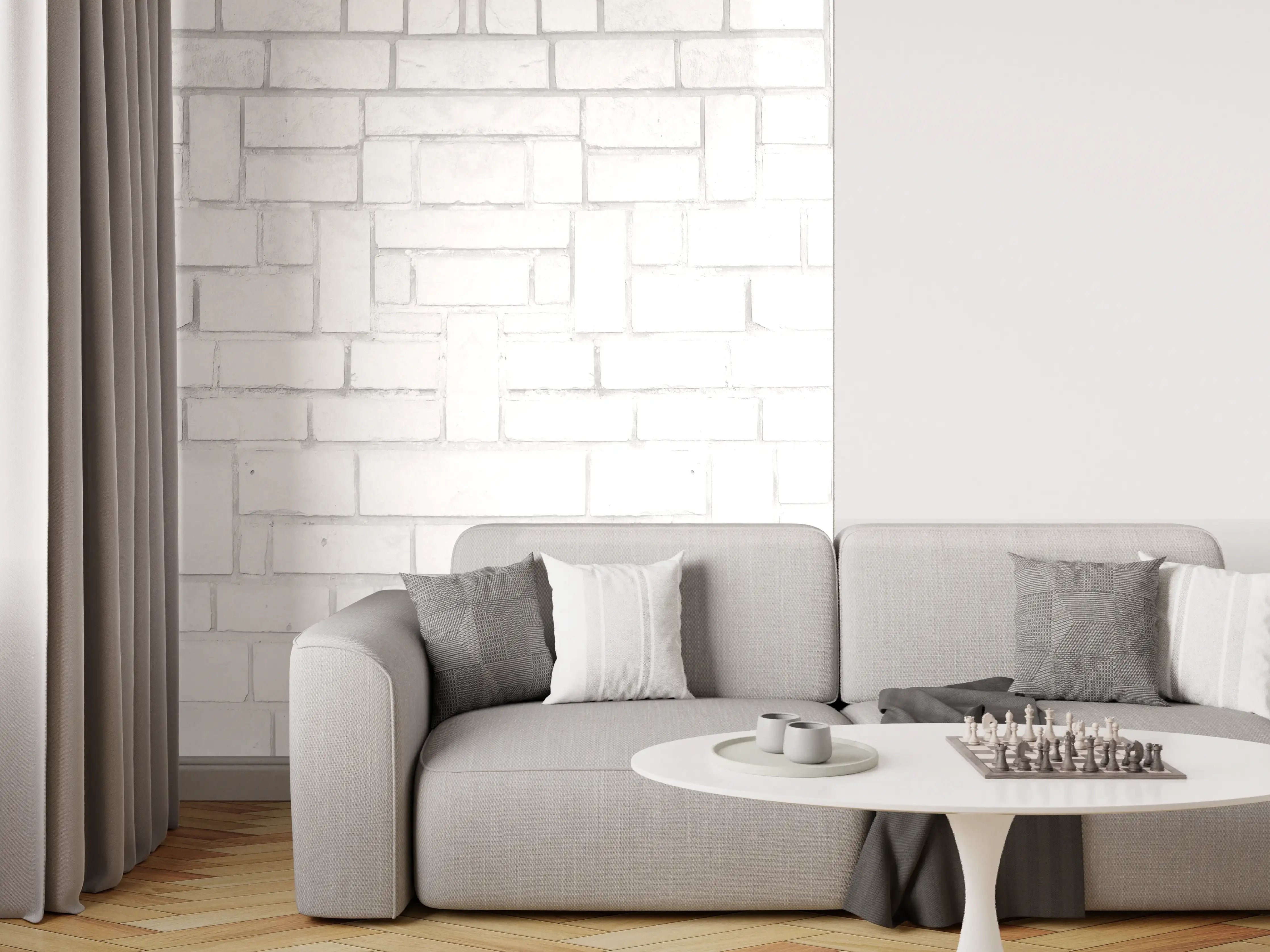 Wandverkleidung Wohnzimmer - Alte weiße Backsteinmauer Muster