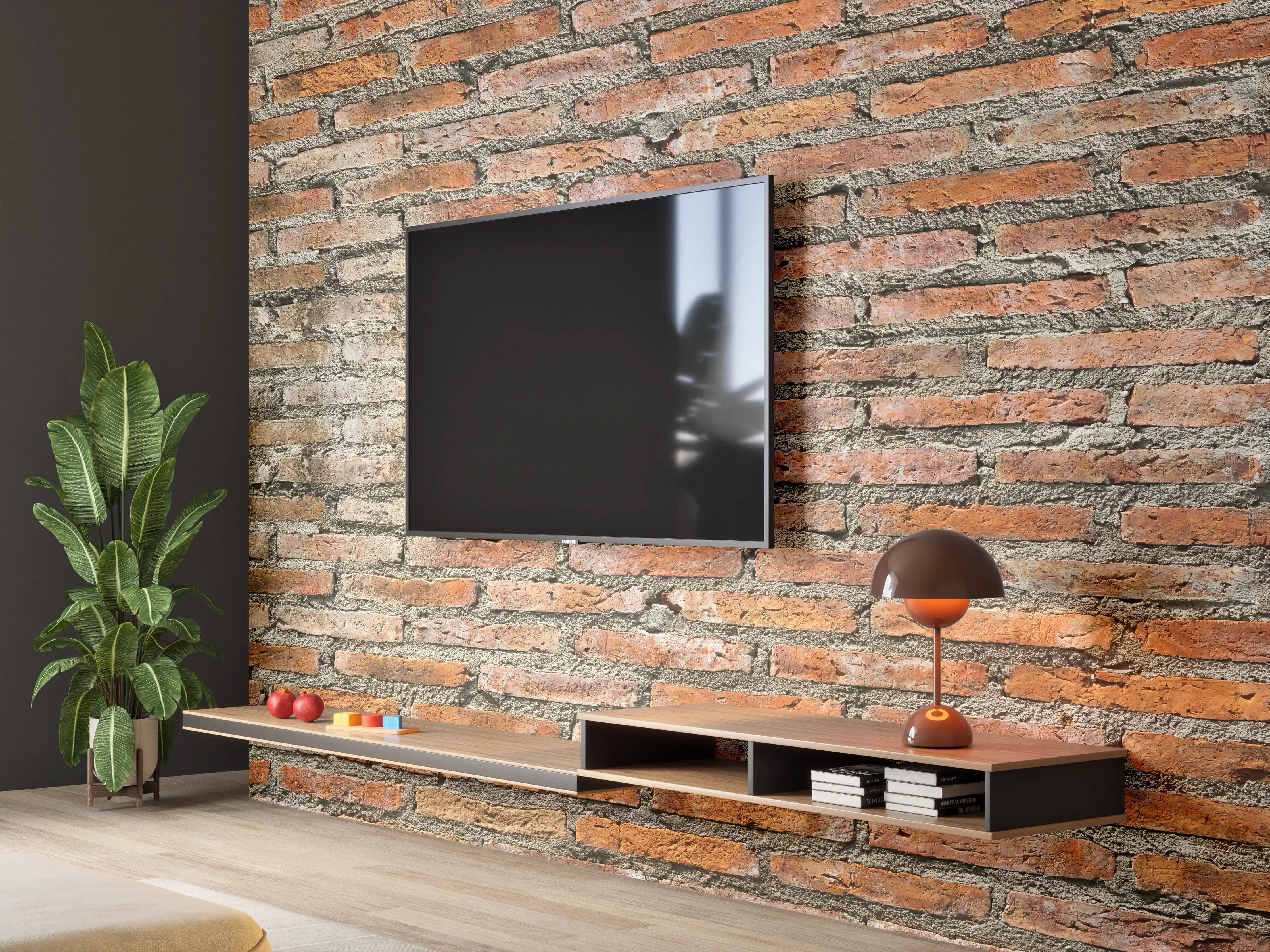 Wandverkleidung Wohnzimmer - Alter Backstein - Textur