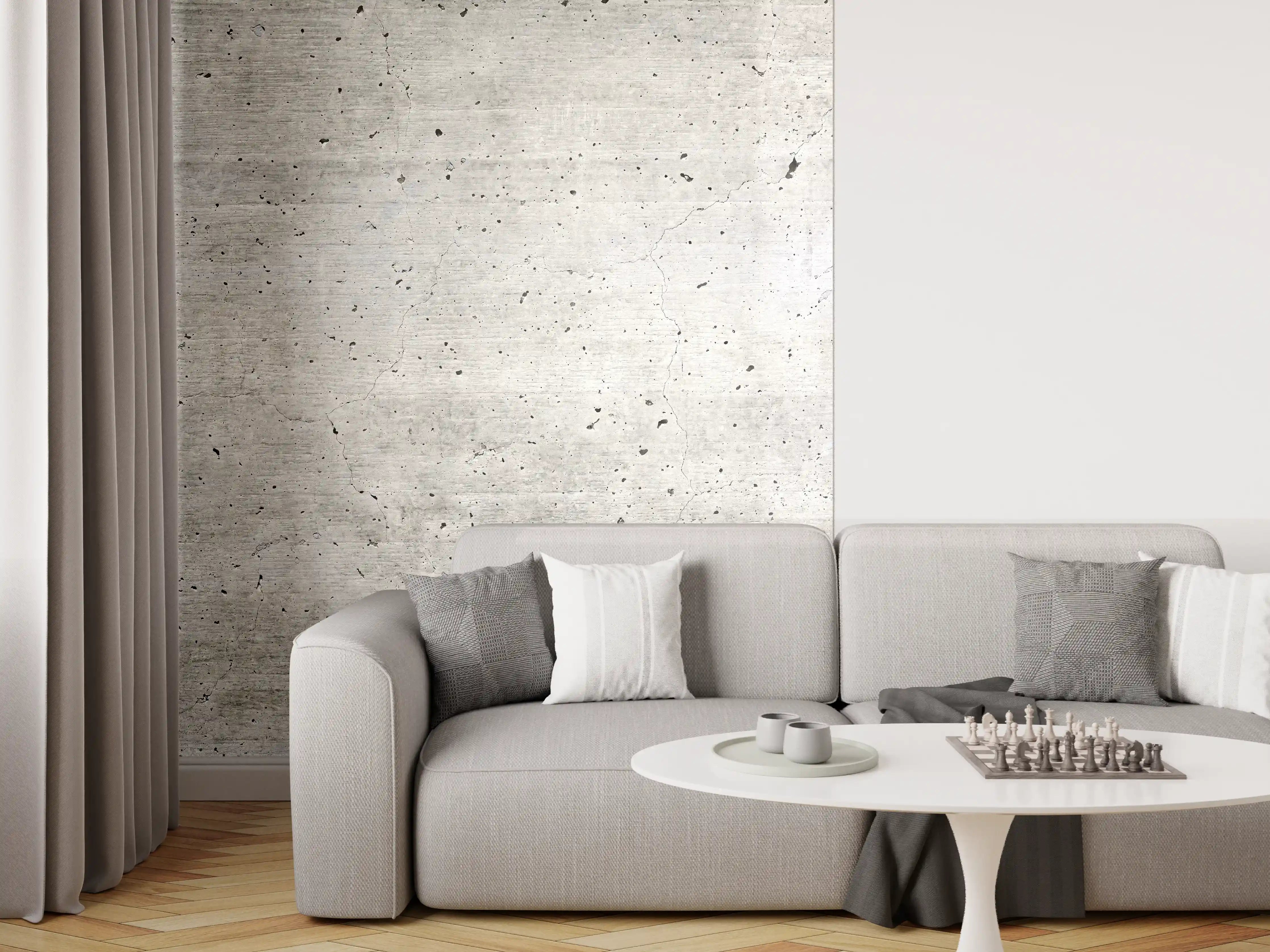 Wandverkleidung Wohnzimmer - Alter gräulicher Beton