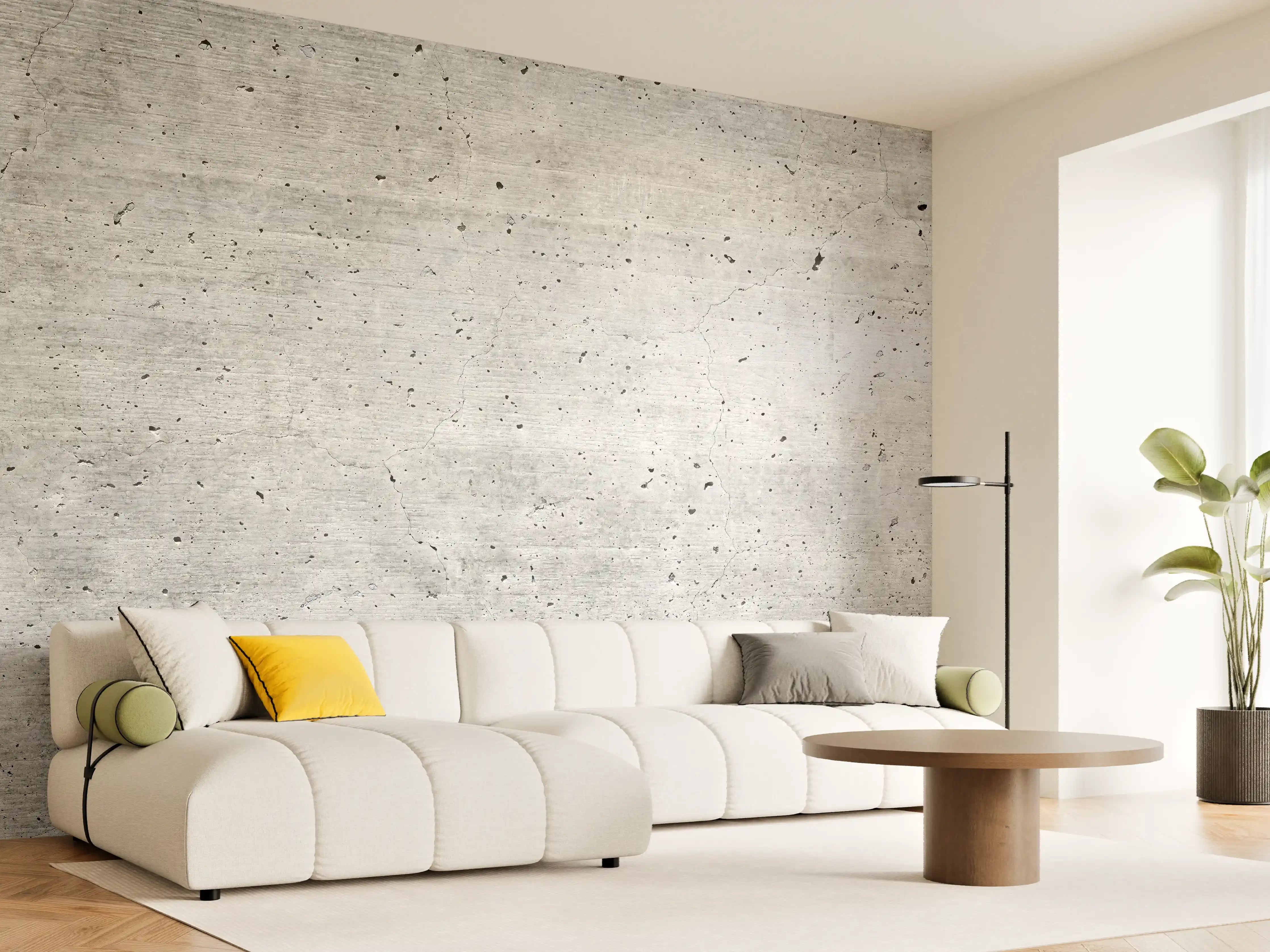 Wandverkleidung Wohnzimmer - Alter gräulicher Beton