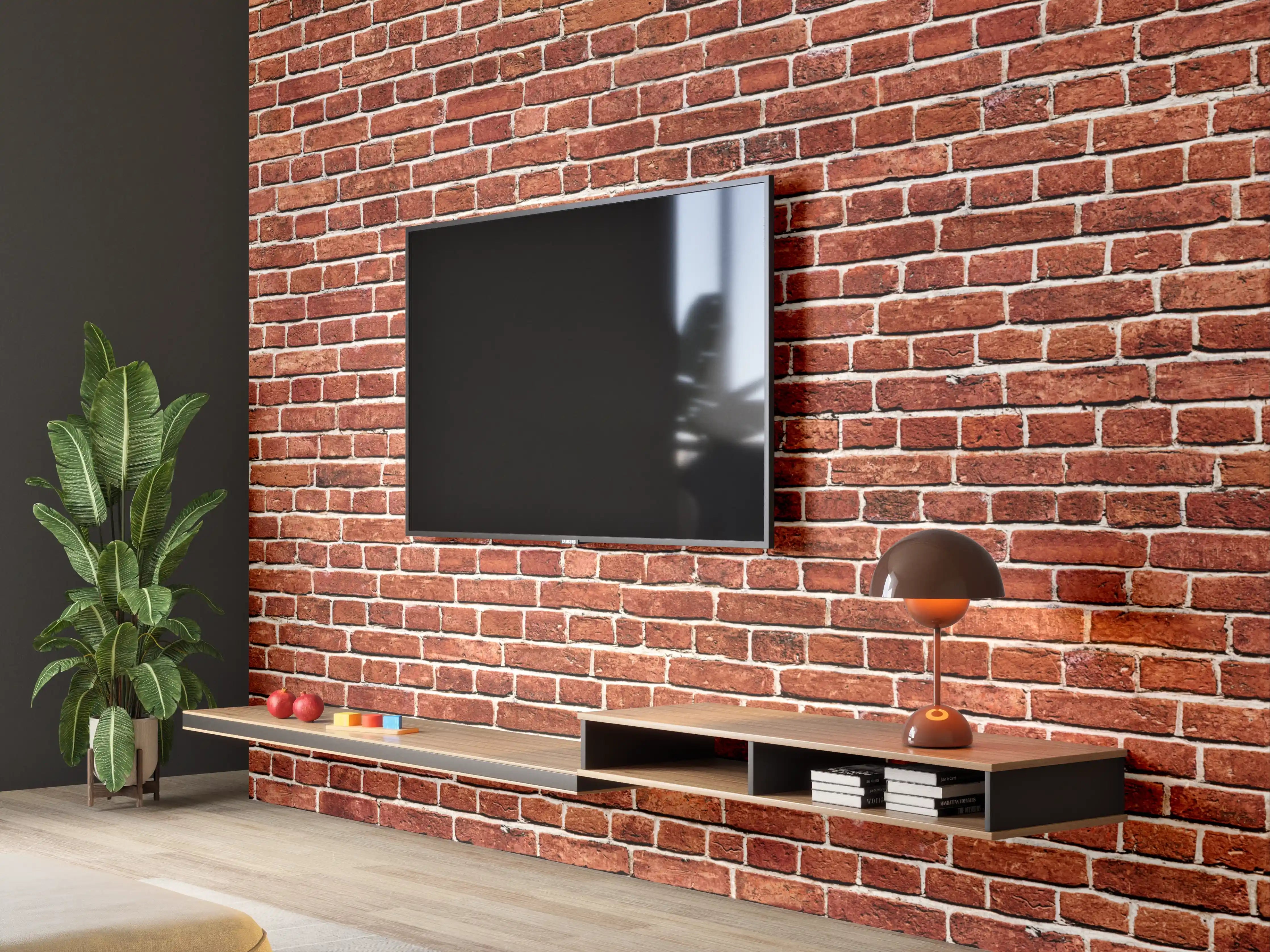 Wandverkleidung Wohnzimmer - Alter rote Backsteinmauer