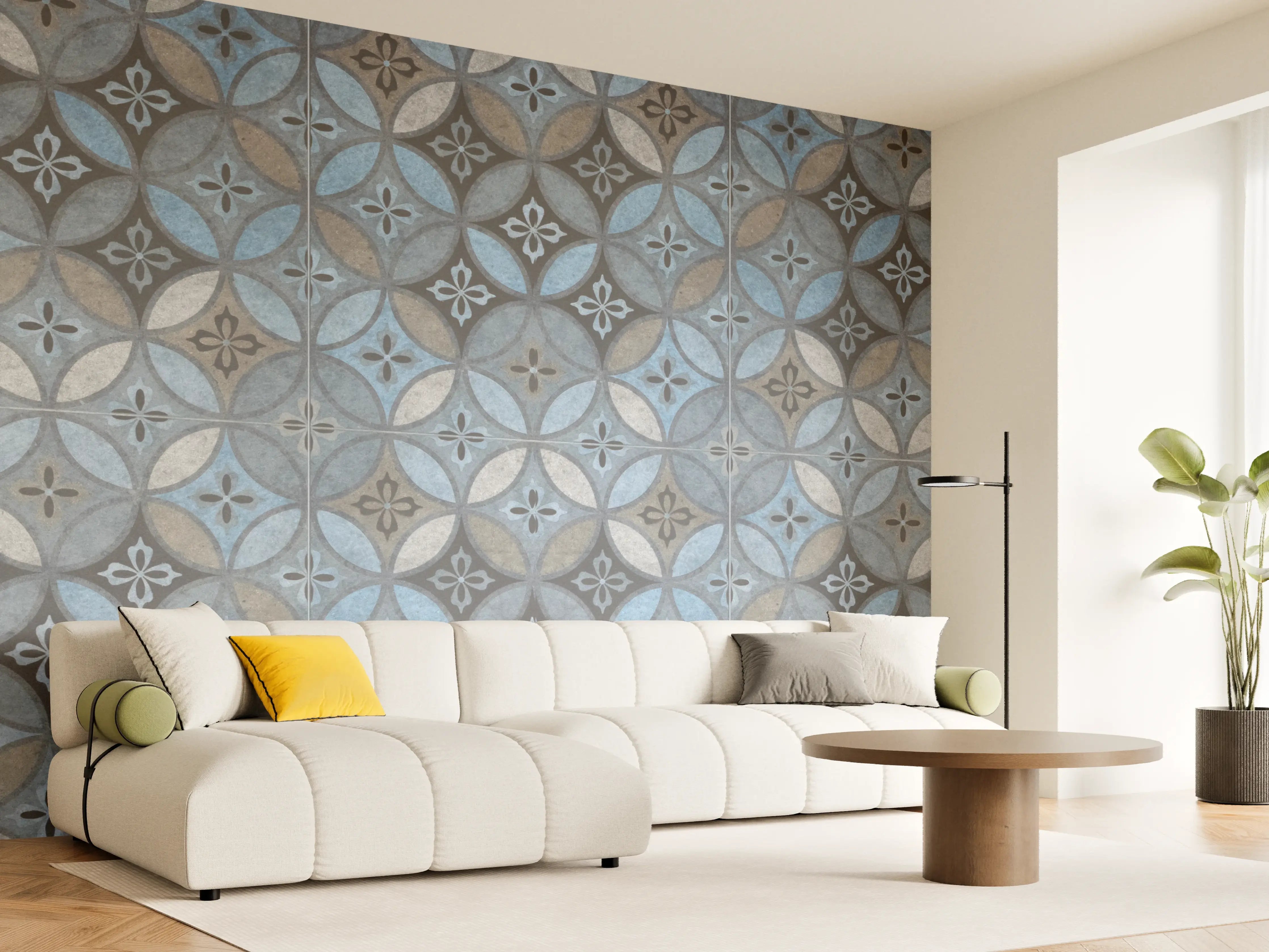Wandverkleidung Wohnzimmer - Altes Buntes Patchwork Mosaik Motiv
