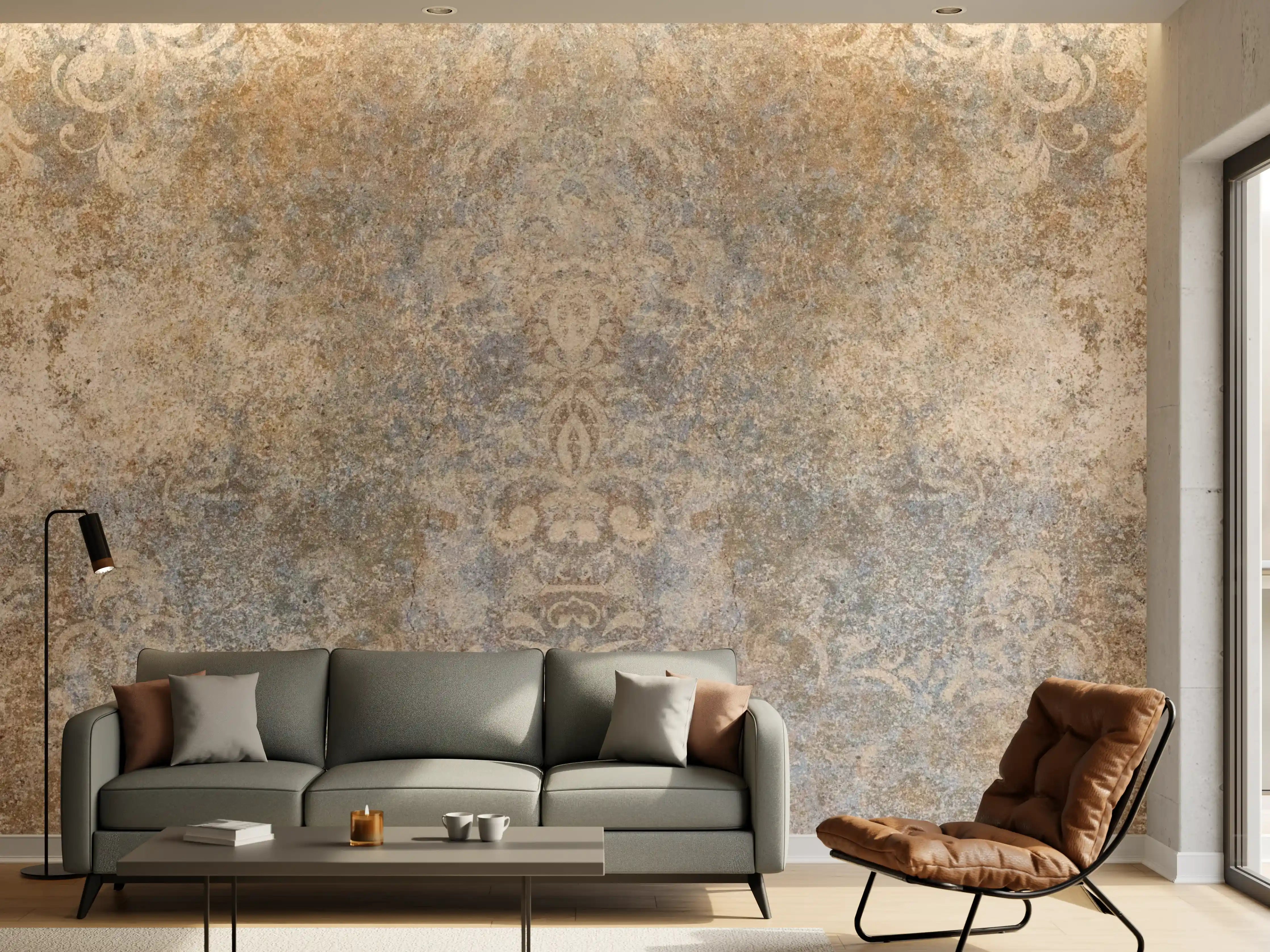 Wandverkleidung Wohnzimmer - Altes abgenutztes Mosaik Motiv