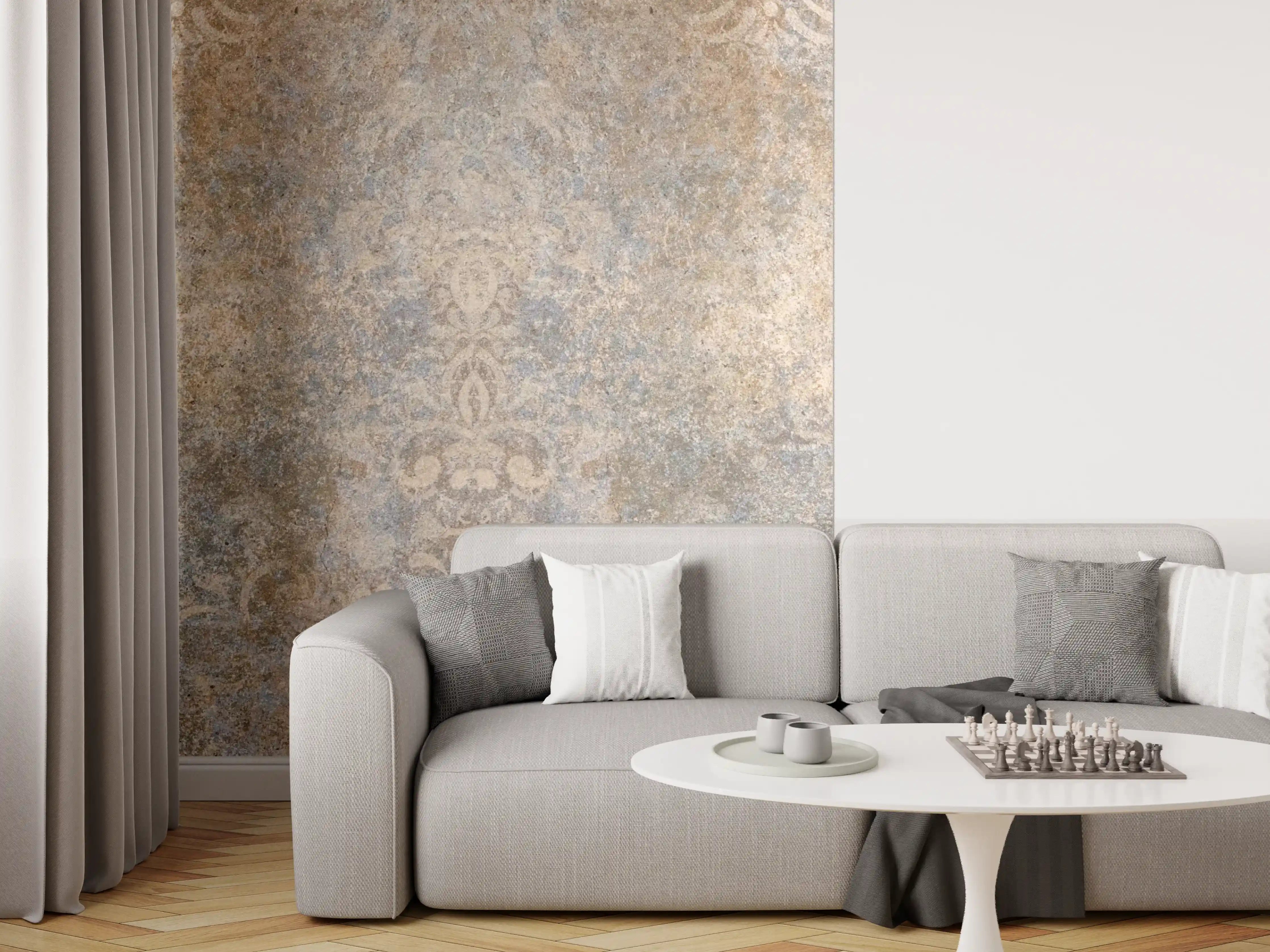 Wandverkleidung Wohnzimmer - Altes abgenutztes Mosaik Motiv