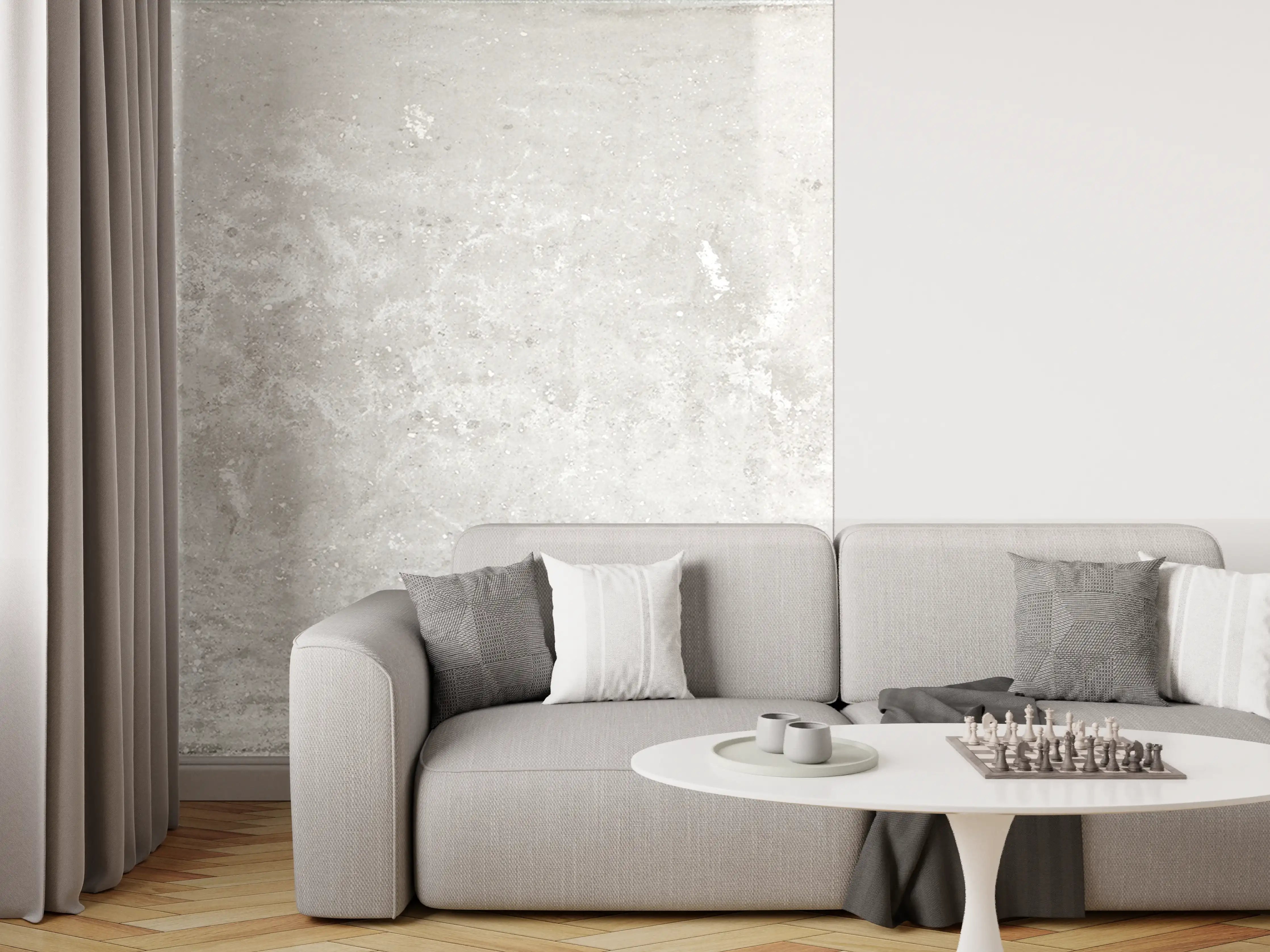 Wandverkleidung Wohnzimmer - Antik weiß-gräuliche Betonwand