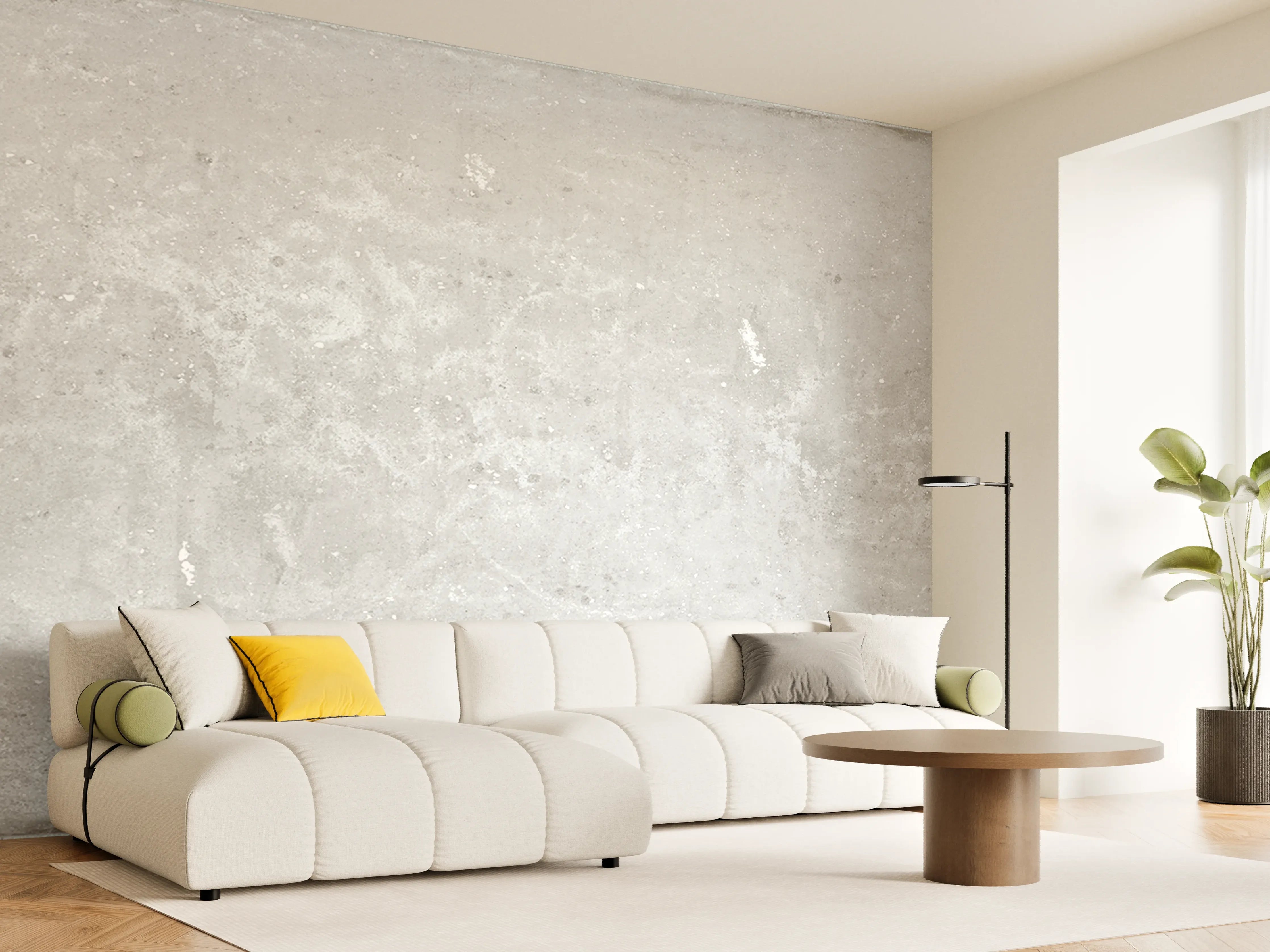 Wandverkleidung Wohnzimmer - Antik weiß-gräuliche Betonwand