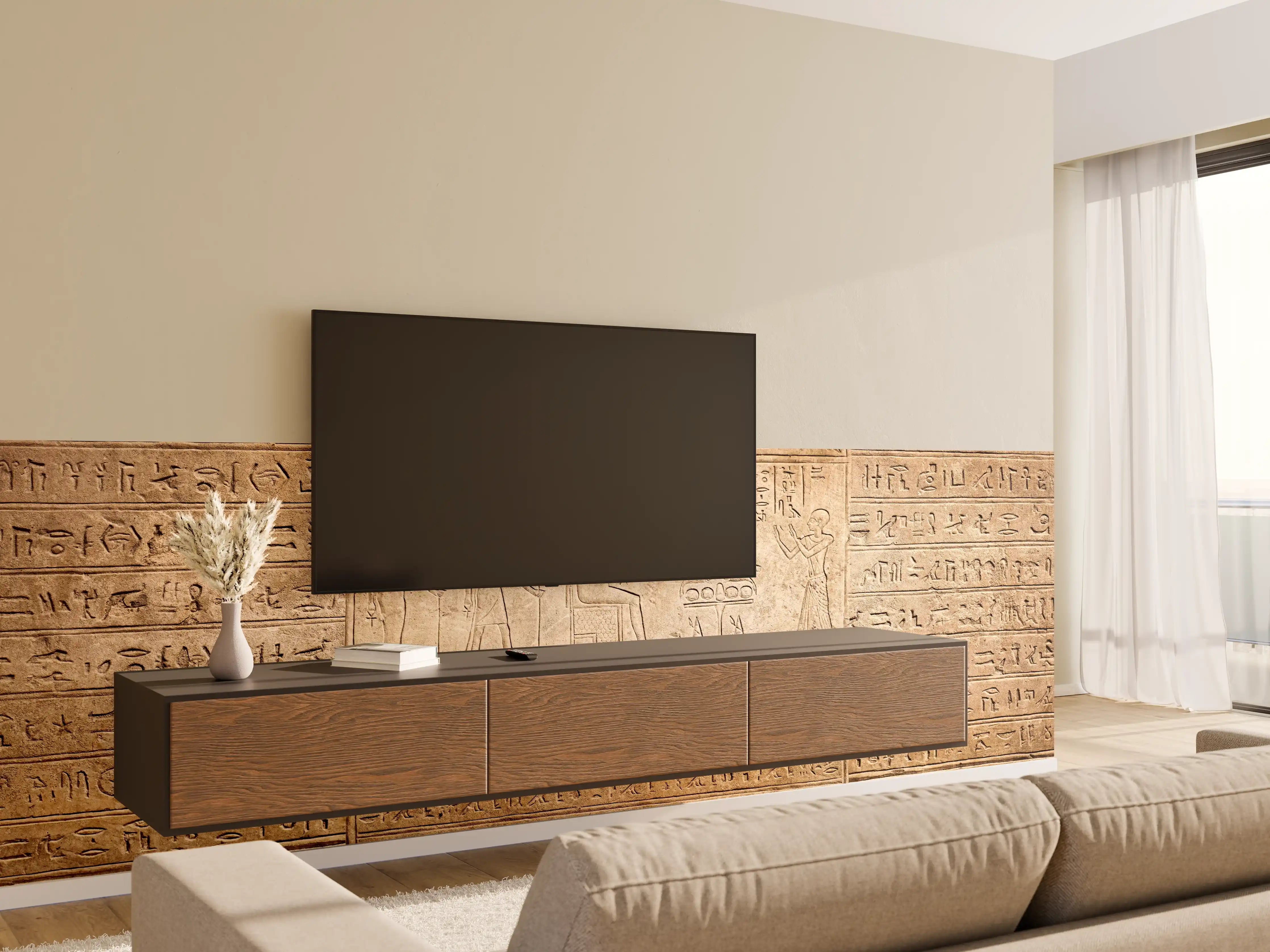 Wandverkleidung Wohnzimmer - Antike Ägyptische Hieroglyphen