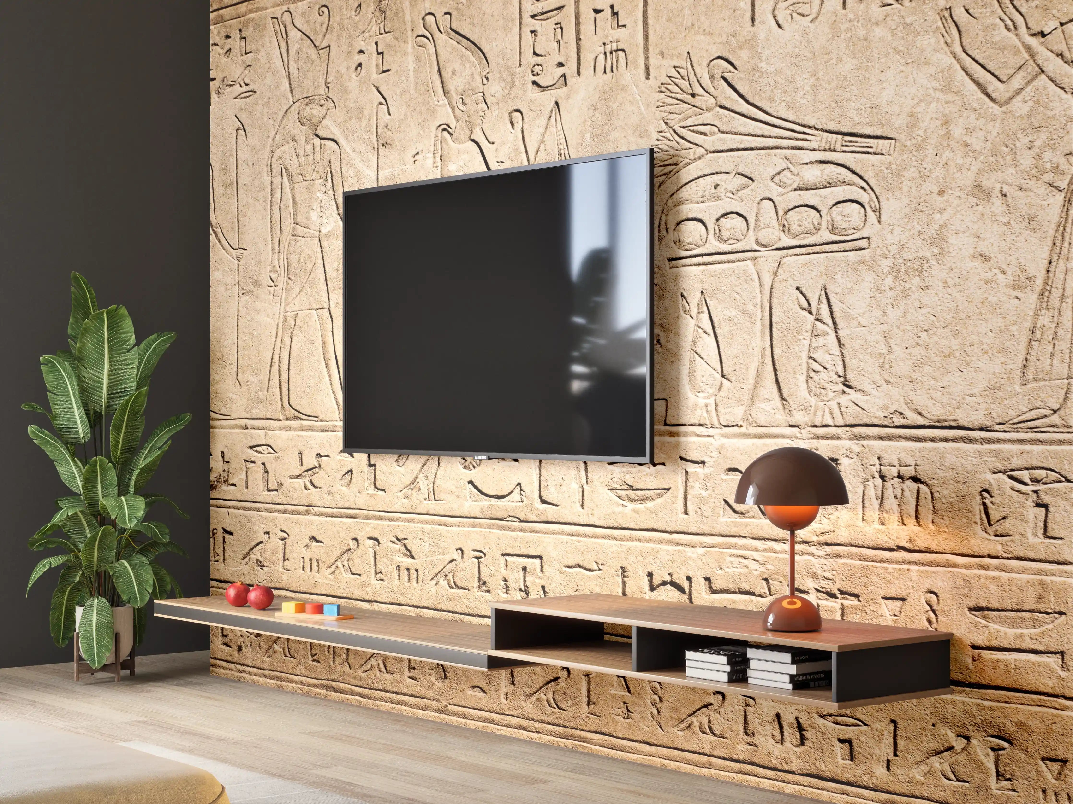 Wandverkleidung Wohnzimmer - Antike Ägyptische Hieroglyphen