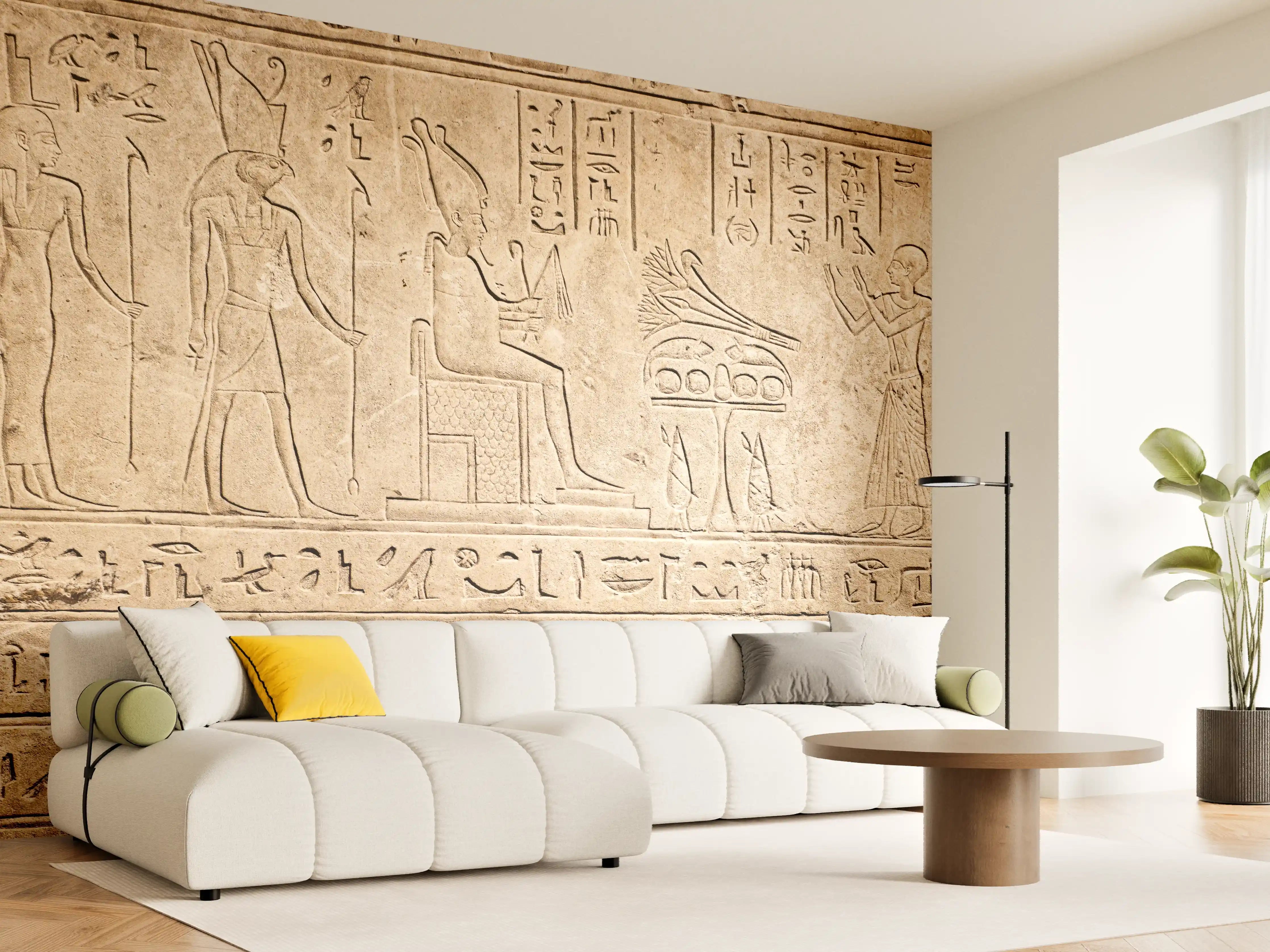 Wandverkleidung Wohnzimmer - Antike Ägyptische Hieroglyphen
