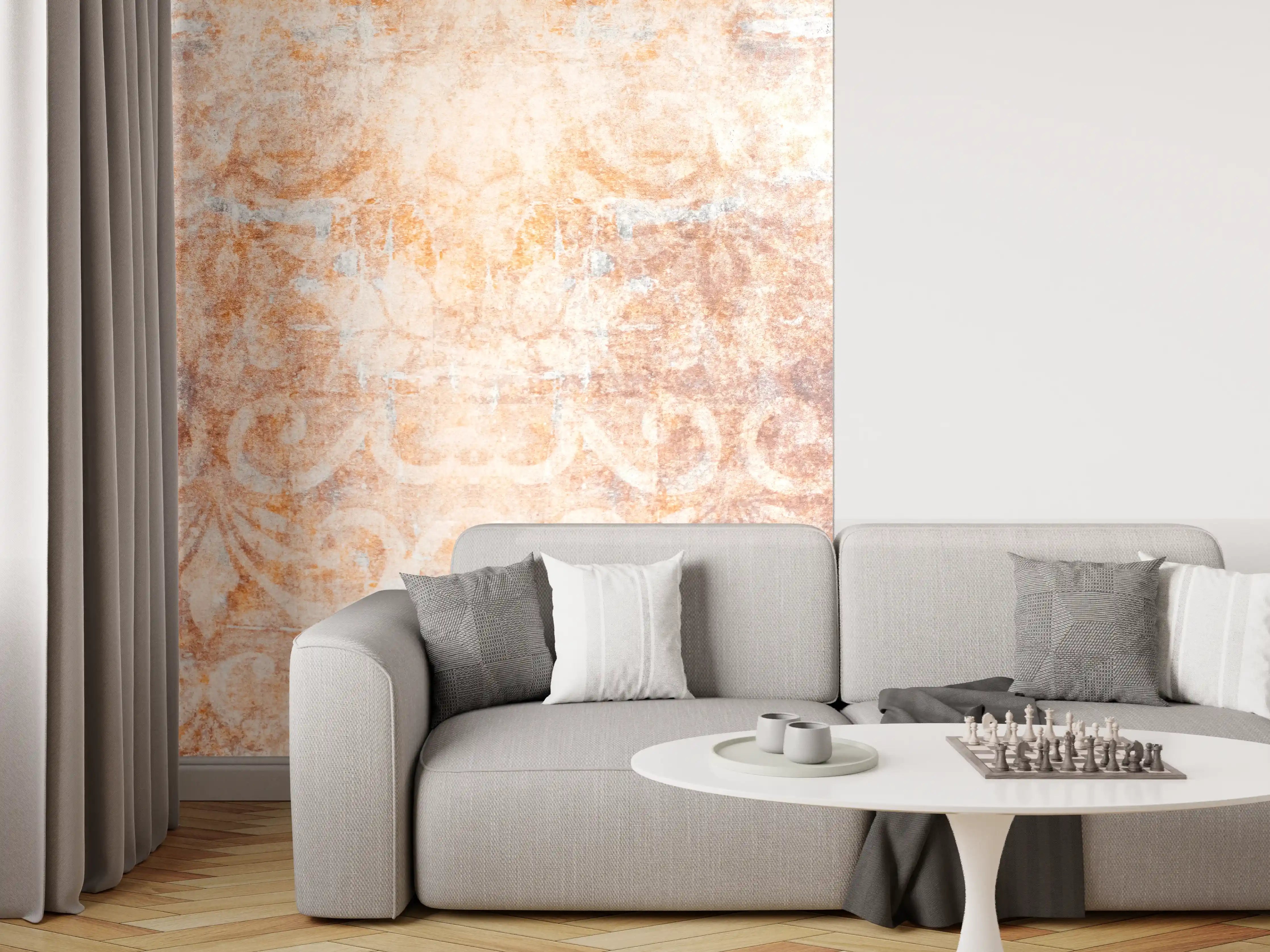 Wandverkleidung Wohnzimmer - Antike Wanddekoration in warmen Tönen
