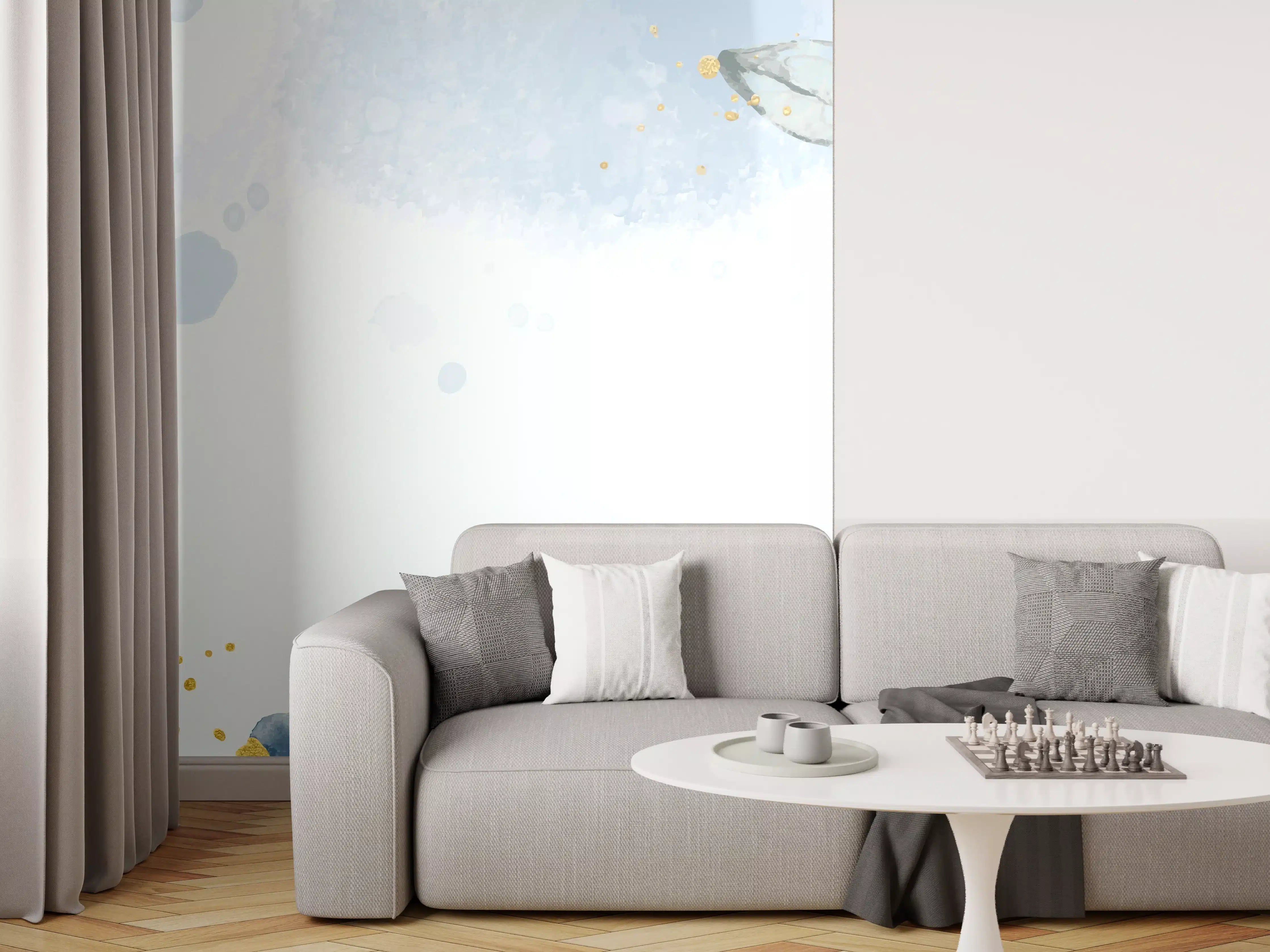 Wandverkleidung Wohnzimmer - Aquarell Blüten Pastell