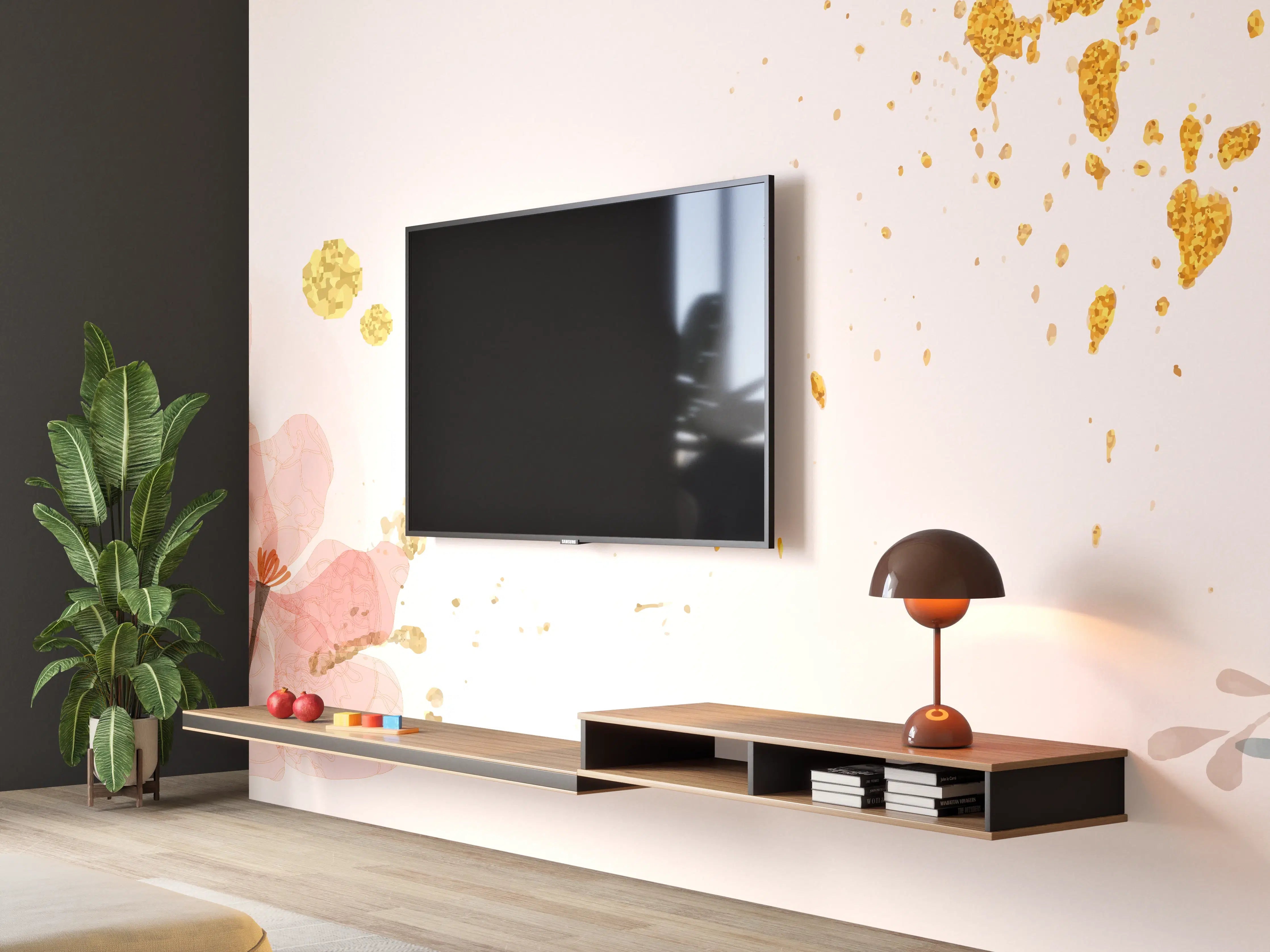 Wandverkleidung Wohnzimmer - Aquarell Blumen Abstrakt