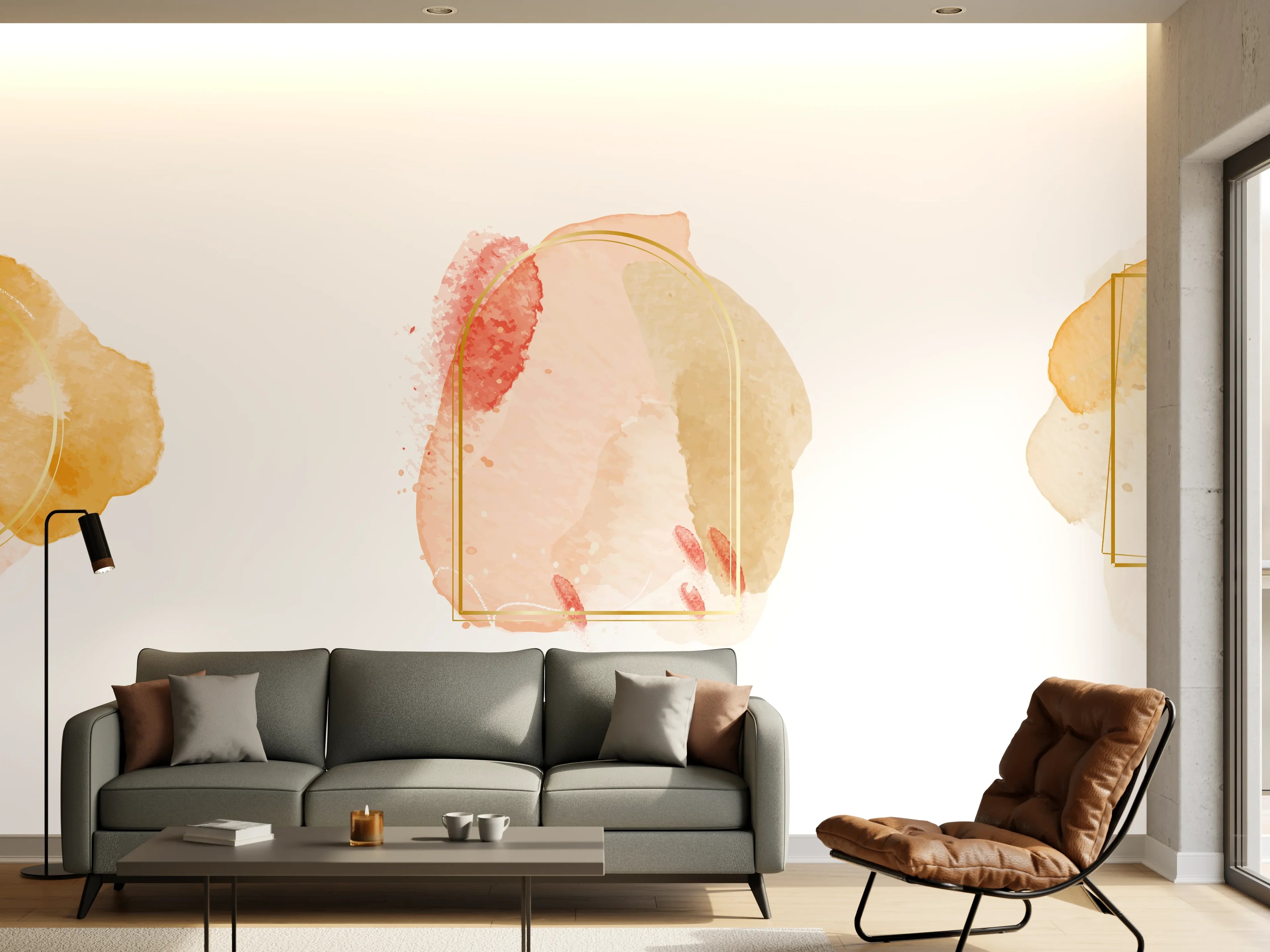 Wandverkleidung Wohnzimmer - Aquarell Flecken Pastell Set