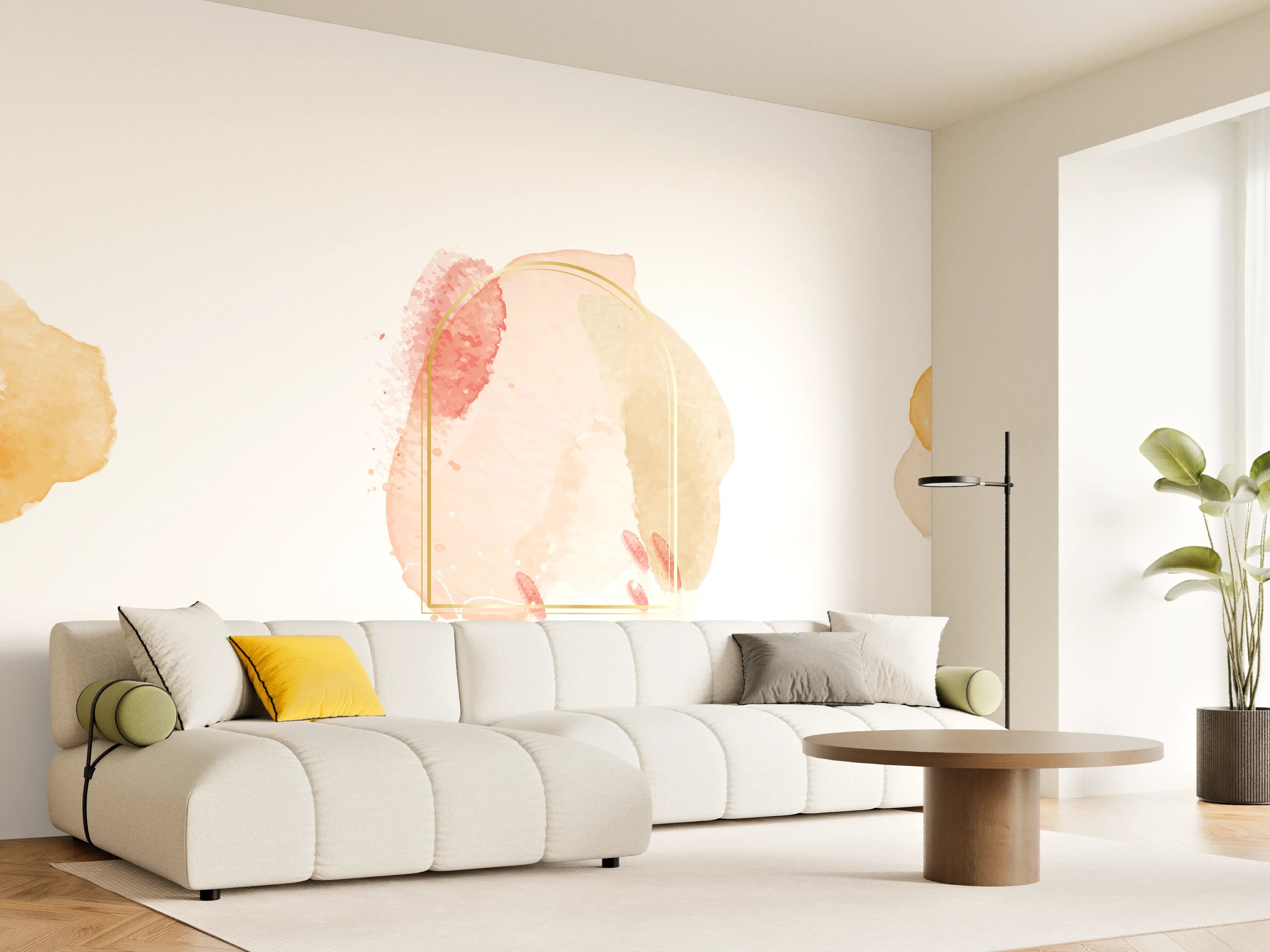 Wandverkleidung Wohnzimmer - Aquarell Flecken Pastell Set