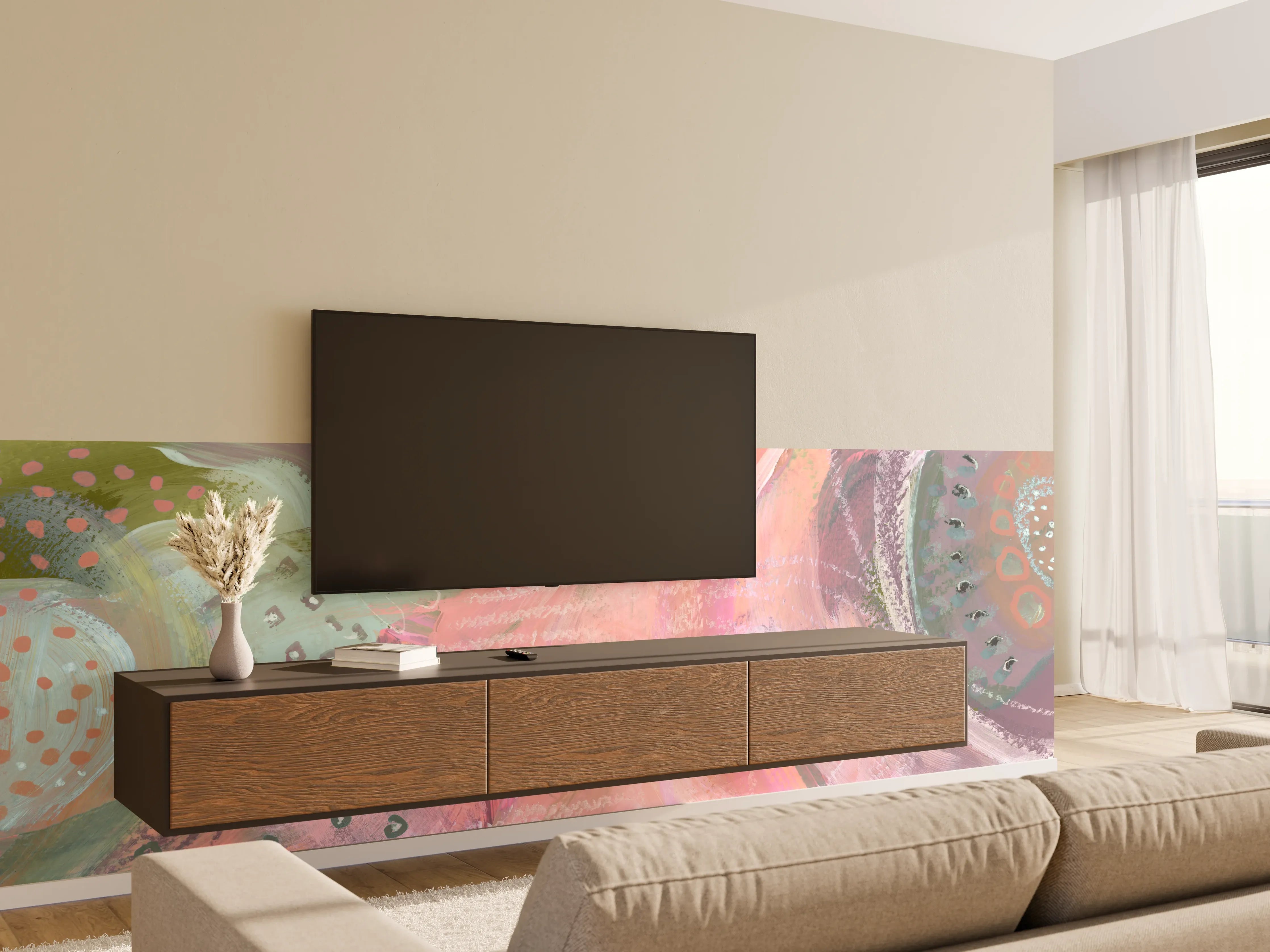 Wandverkleidung Wohnzimmer - Aquarell Kunst - Fleck Malerei