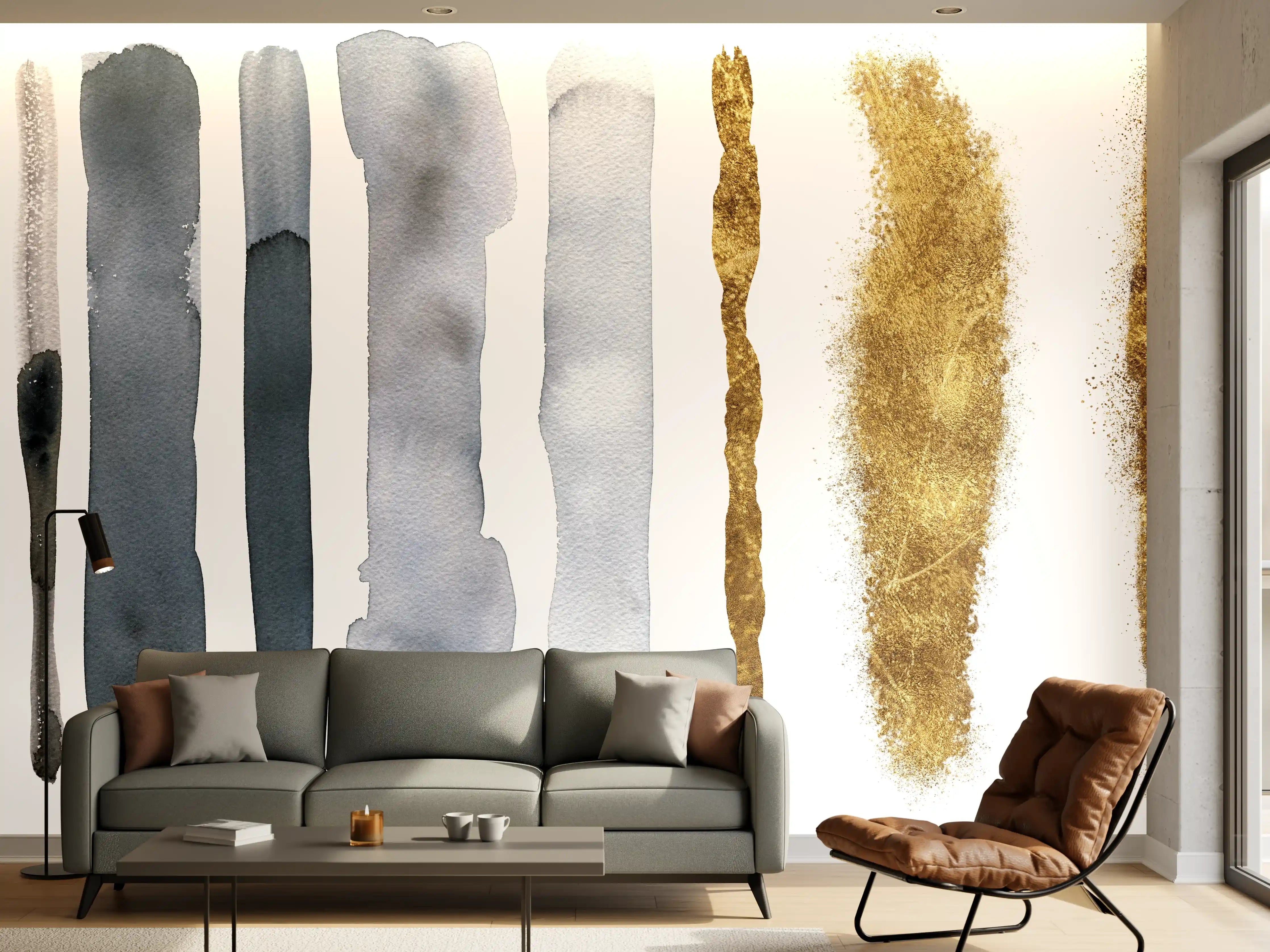 Wandverkleidung Wohnzimmer - Aquarell Malerei im Flecken-Overlay