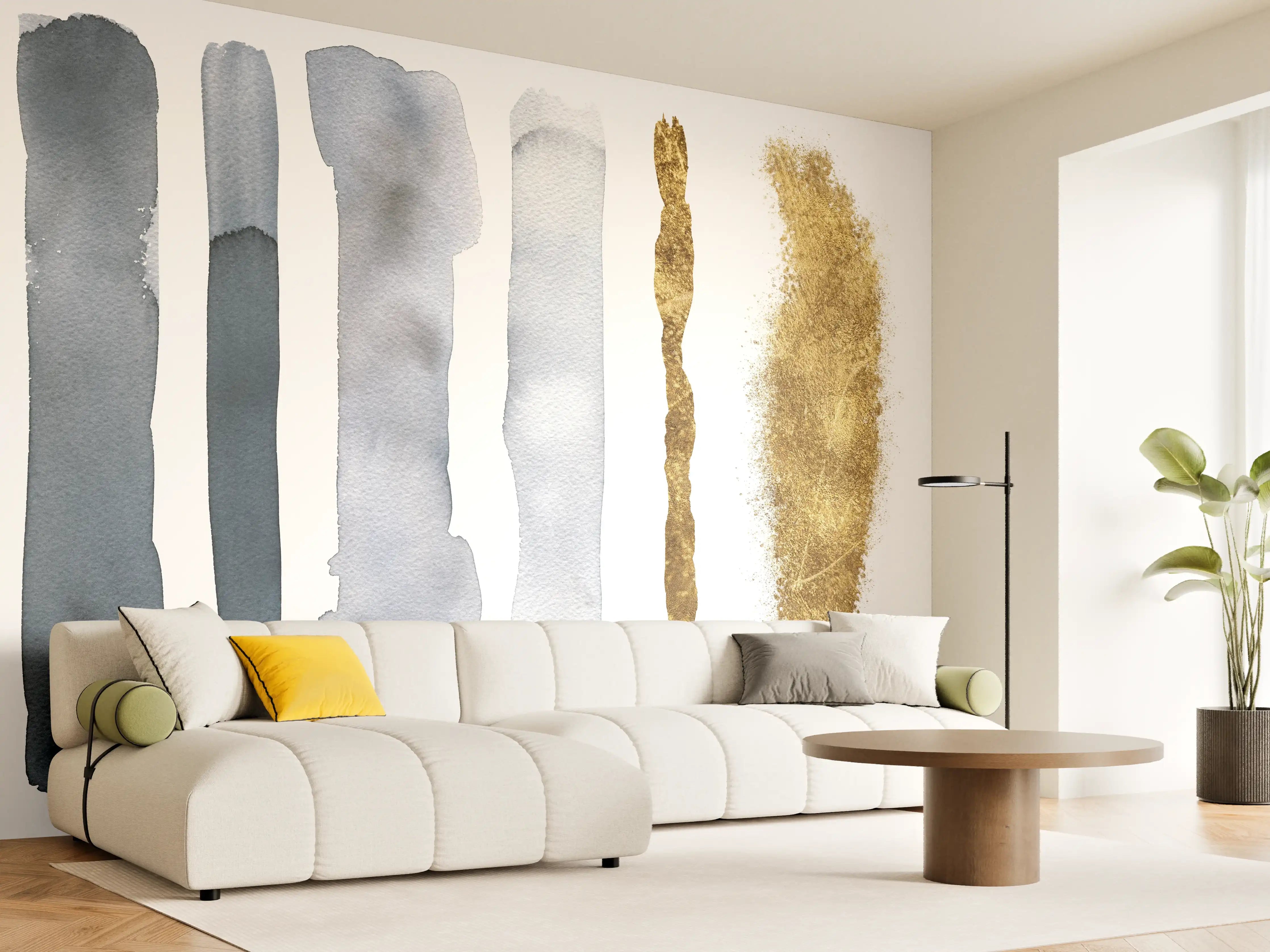 Wandverkleidung Wohnzimmer - Aquarell Malerei im Flecken-Overlay
