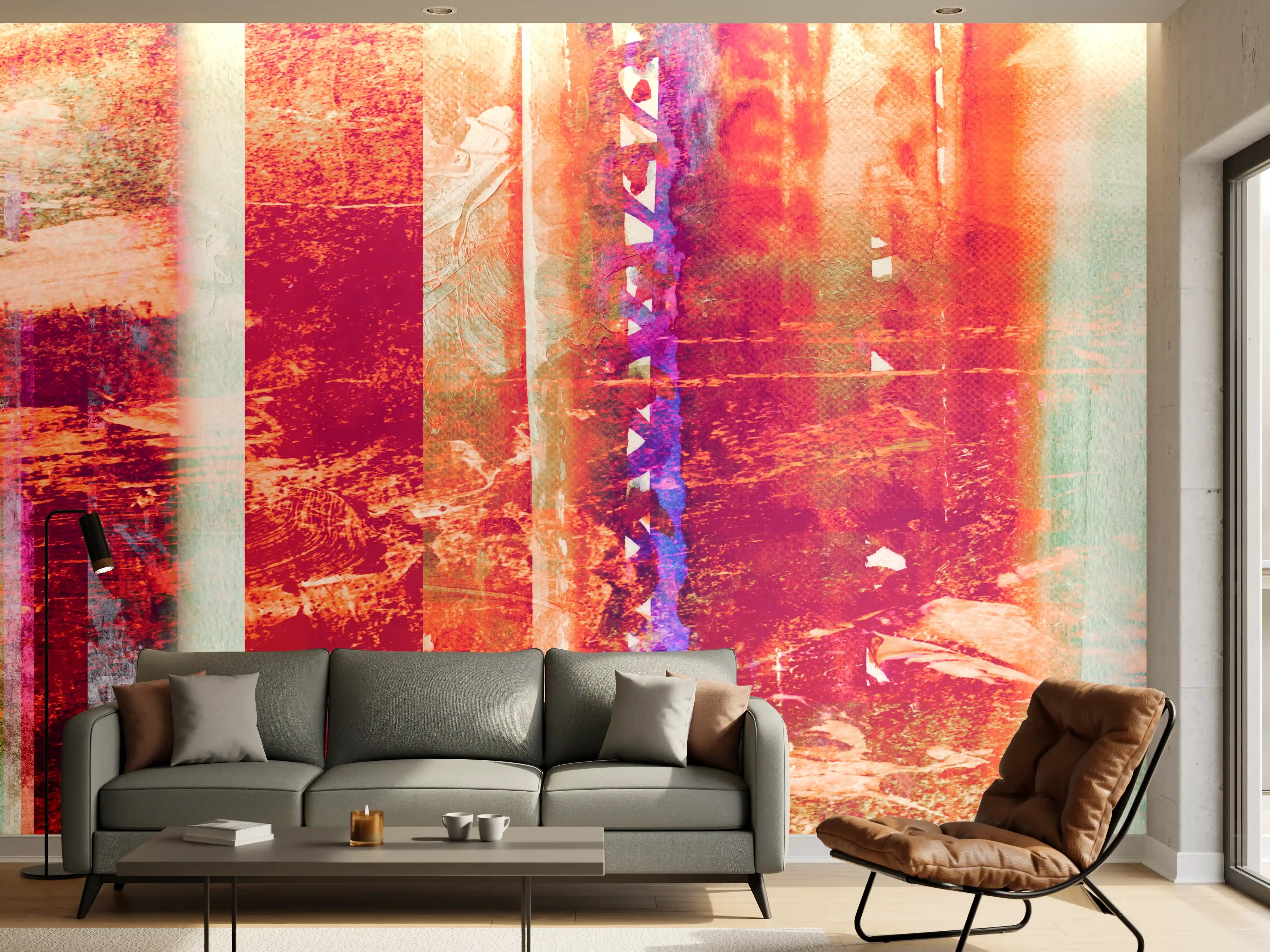 Wandverkleidung Wohnzimmer - Aquarell pastellfarbige Streifen