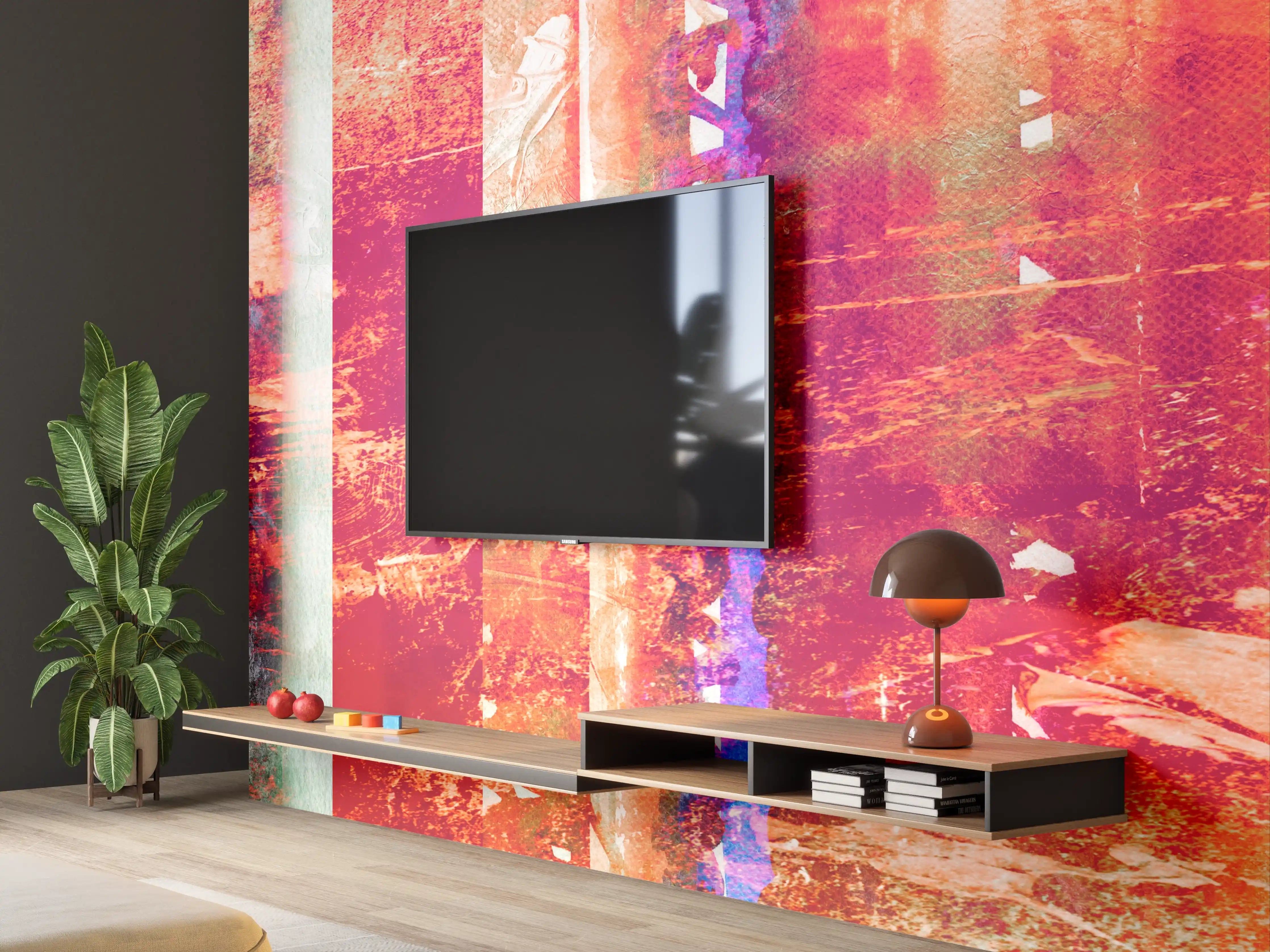 Wandverkleidung Wohnzimmer - Aquarell pastellfarbige Streifen