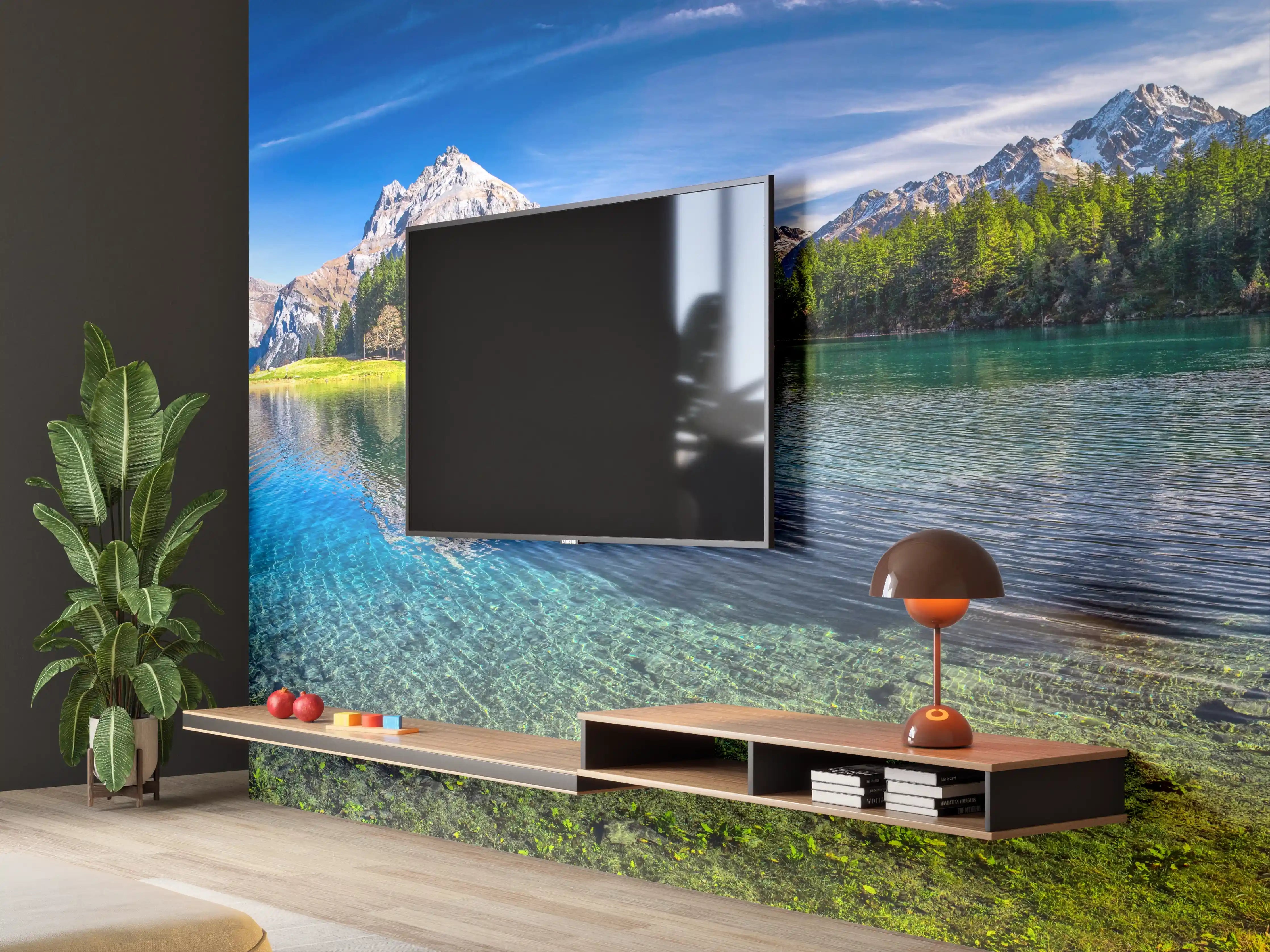 Wandverkleidung Wohnzimmer - Arnisee in schweizer Alpen