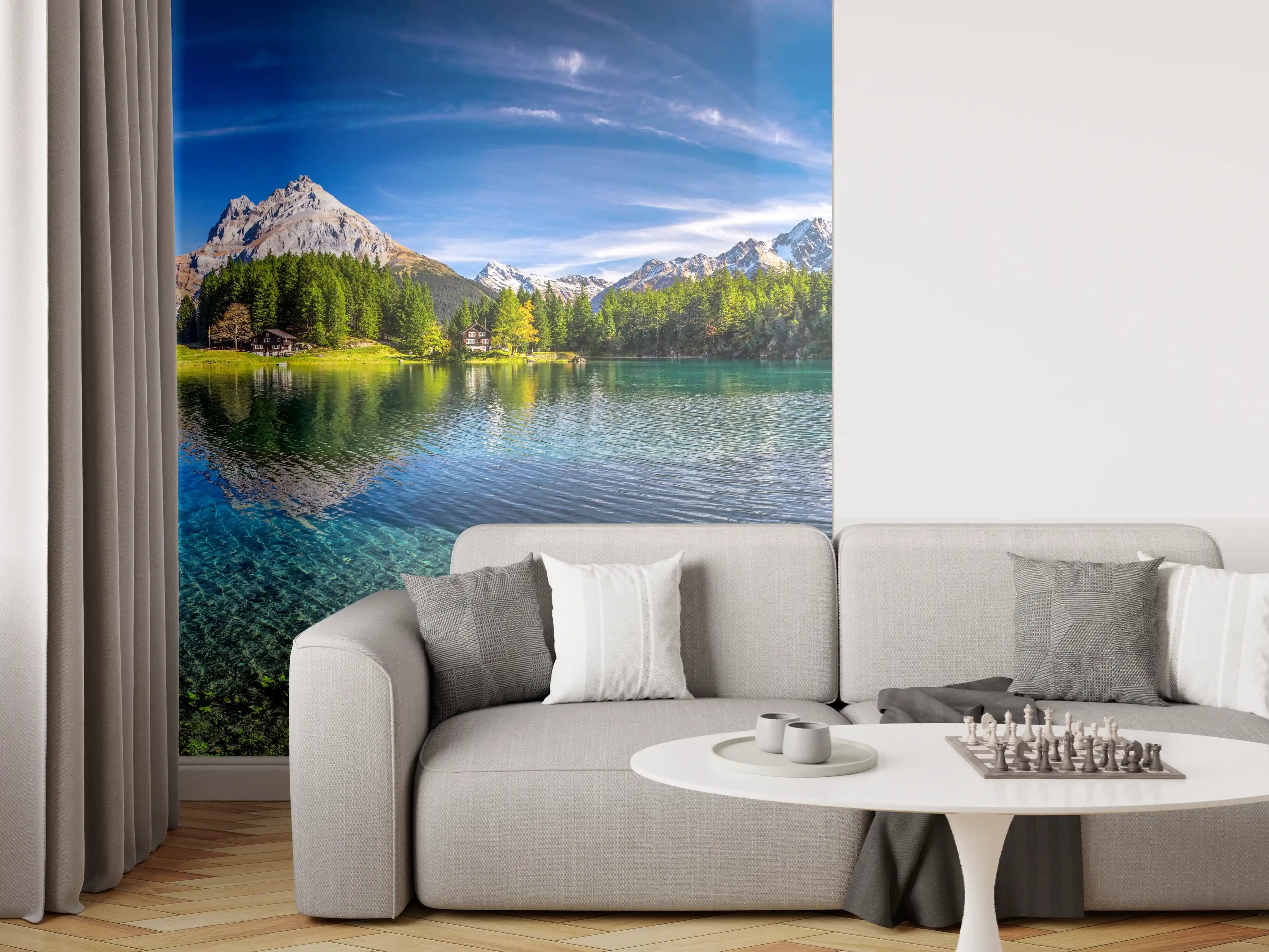 Wandverkleidung Wohnzimmer - Arnisee in schweizer Alpen