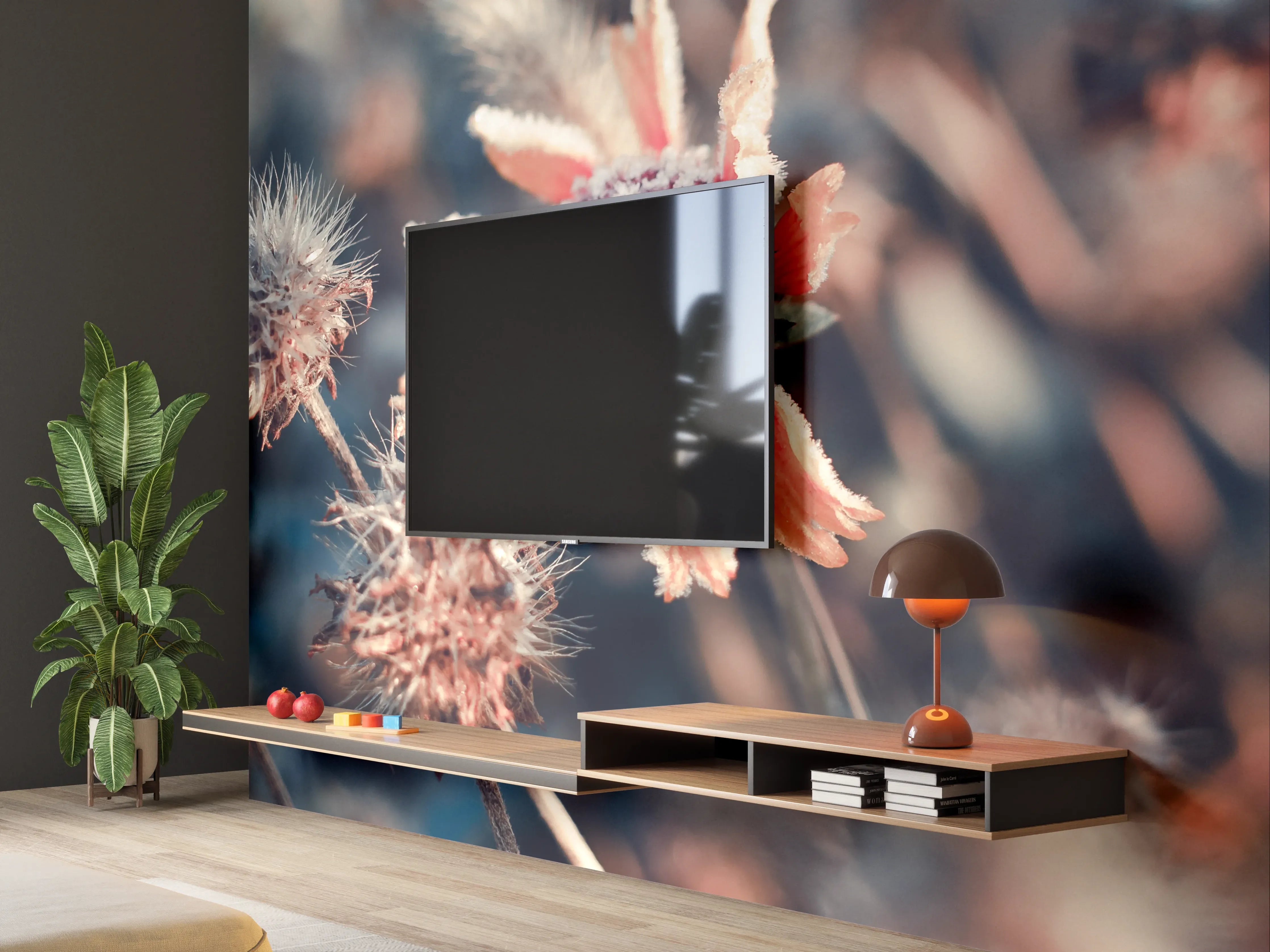 Wandverkleidung Wohnzimmer - Ästhetische Blumenaufnahme in warmen Tönen