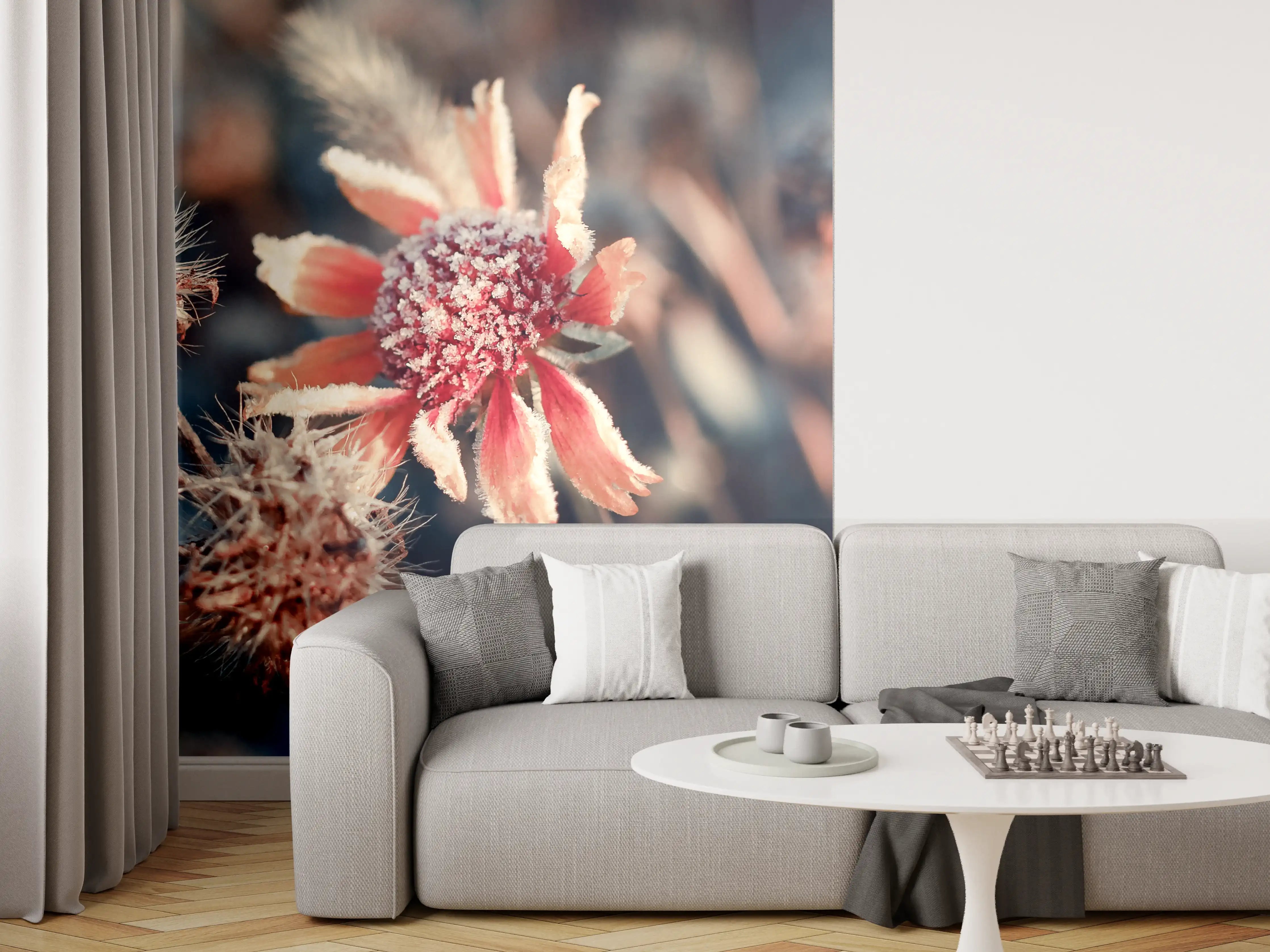 Wandverkleidung Wohnzimmer - Ästhetische Blumenaufnahme in warmen Tönen