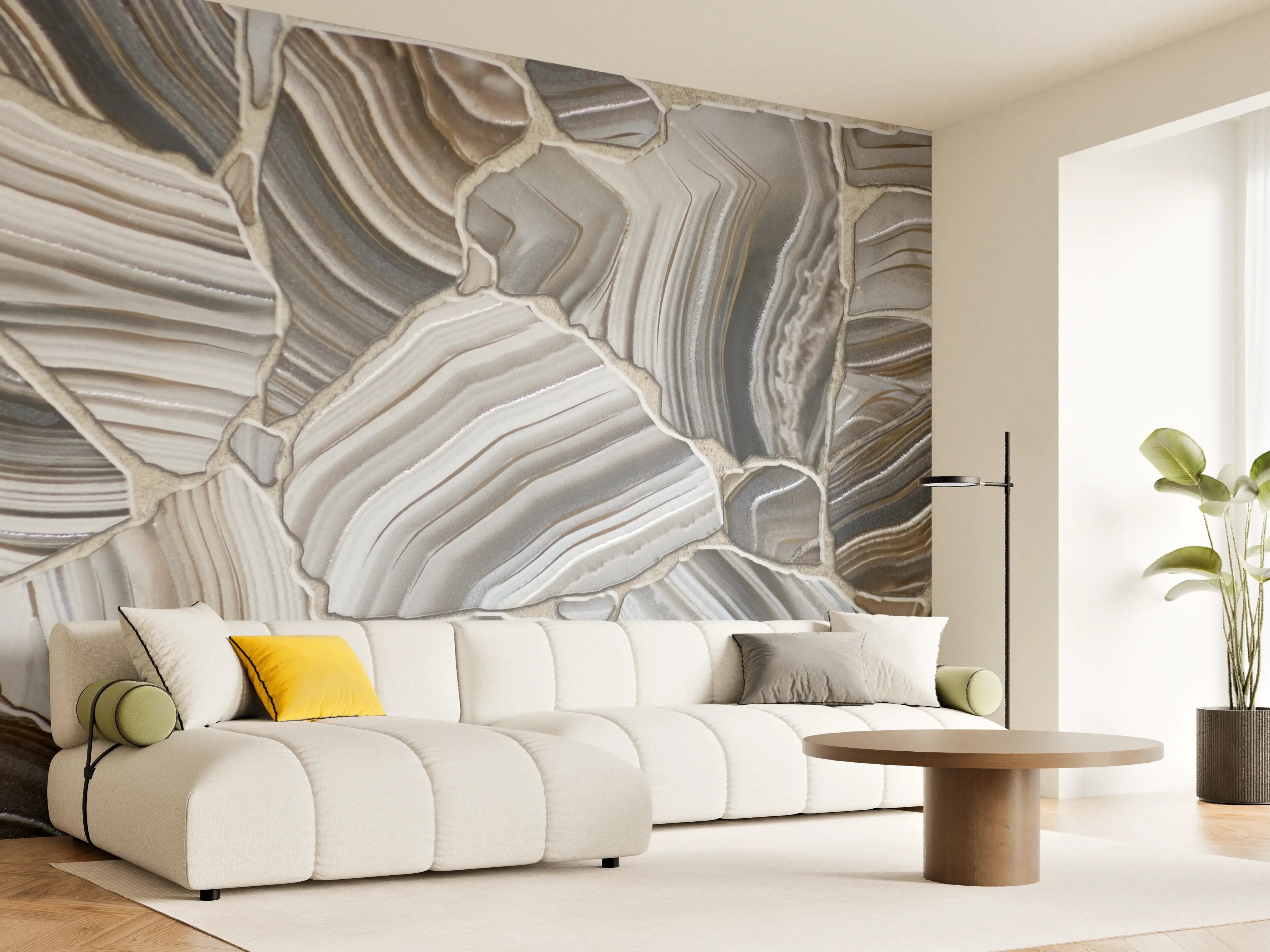 Wandverkleidung Wohnzimmer - Ästhetische Naturstein-Marmor-Collage