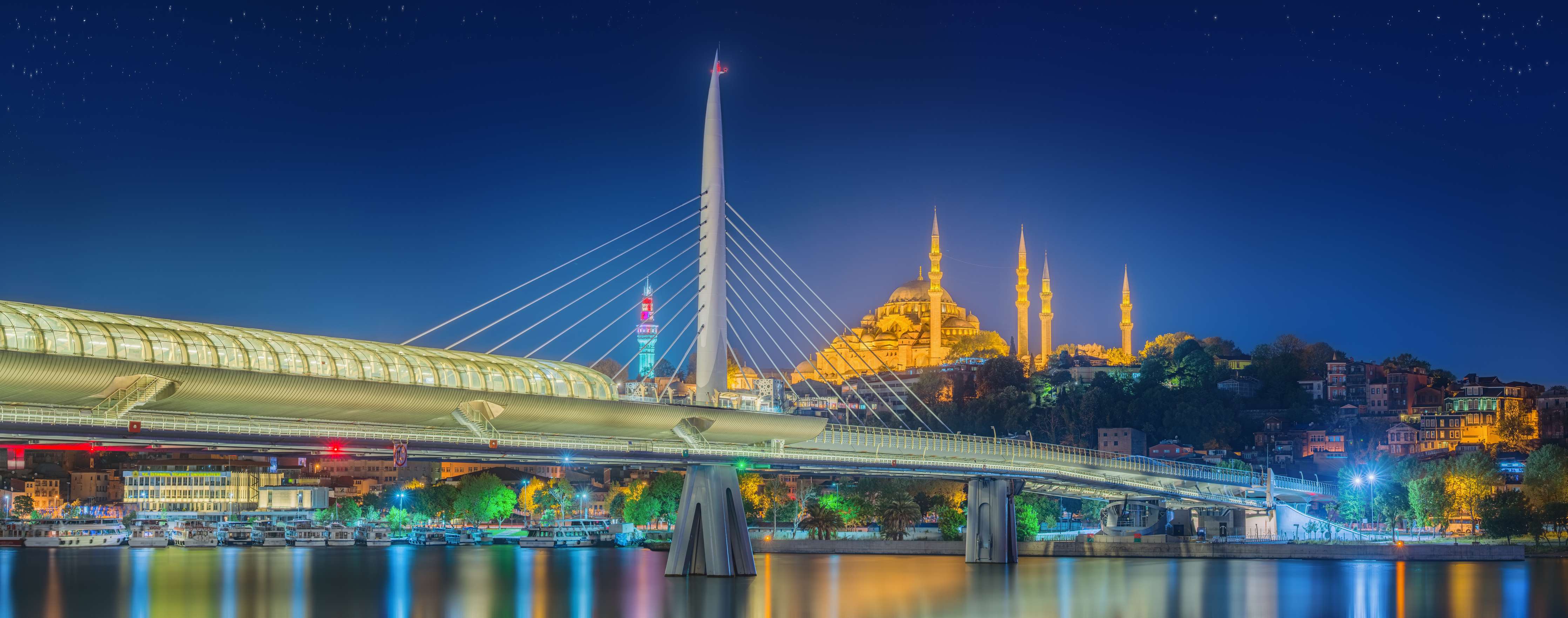 Wandverkleidung Wohnzimmer-Atatürk-Brücke bei Nacht - Istanbul