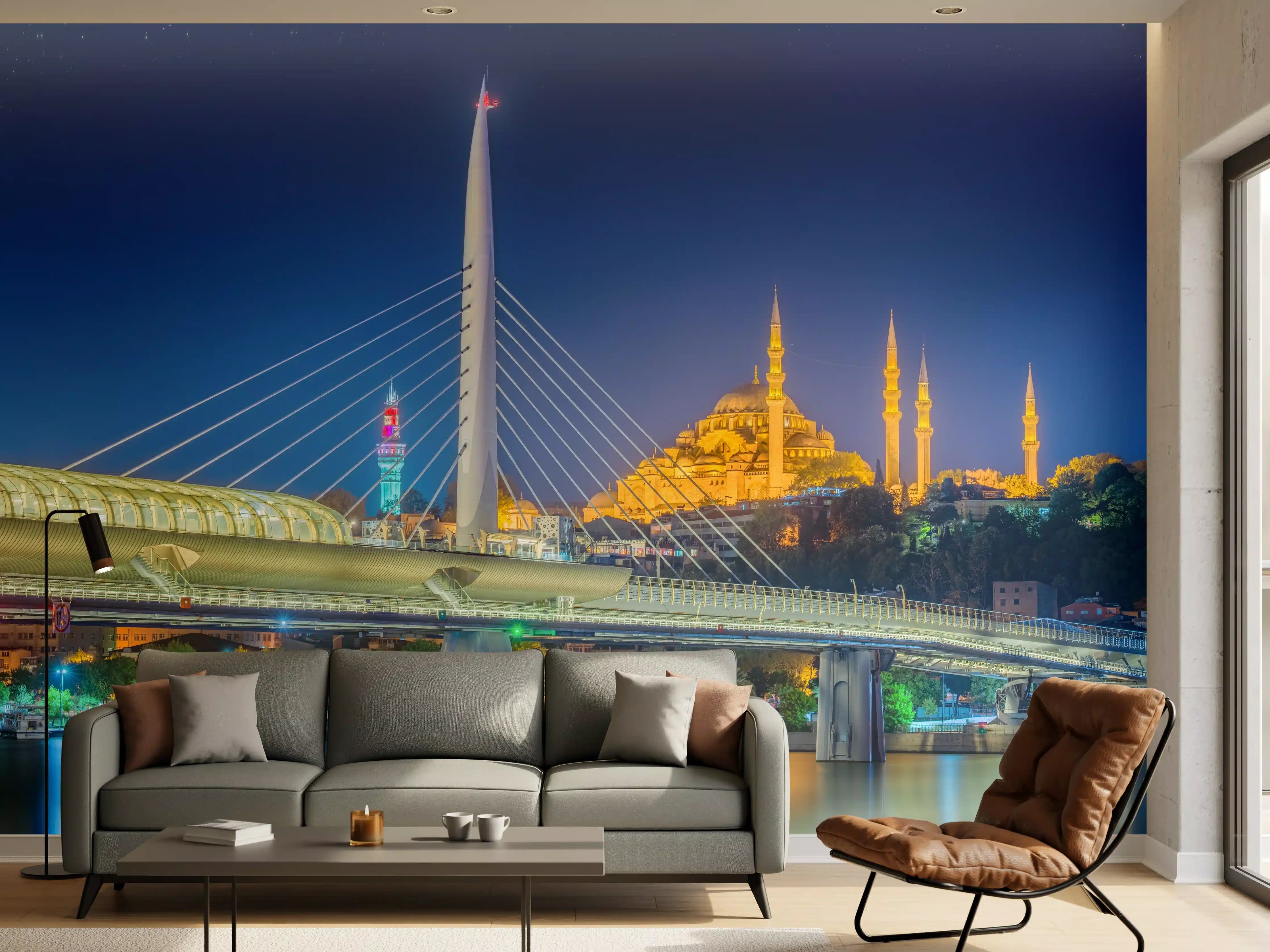 Wandverkleidung Wohnzimmer - Atatürk-Brücke bei Nacht - Istanbul