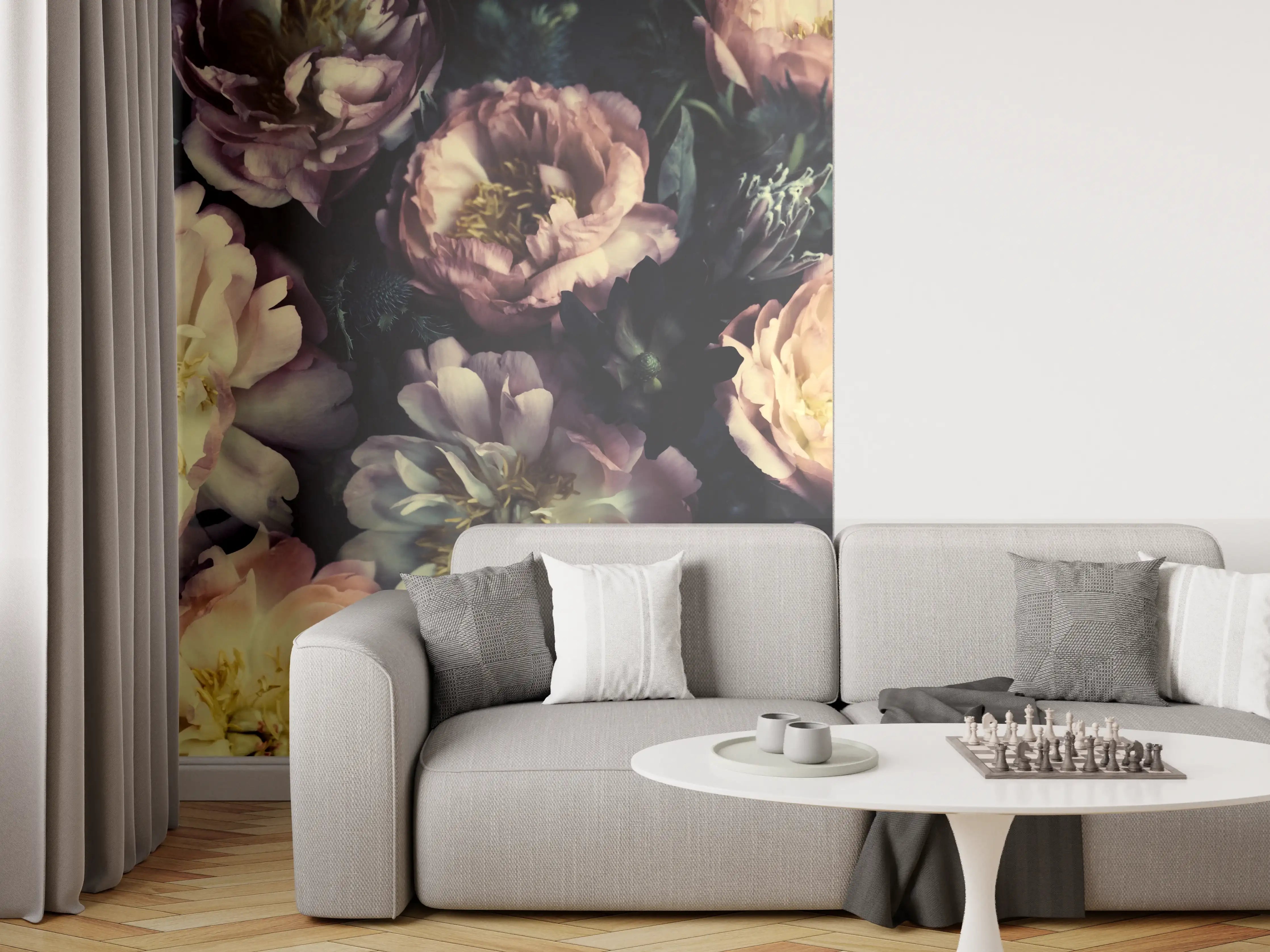 Wandverkleidung Wohnzimmer - Atemberaubende Pfingstrosen