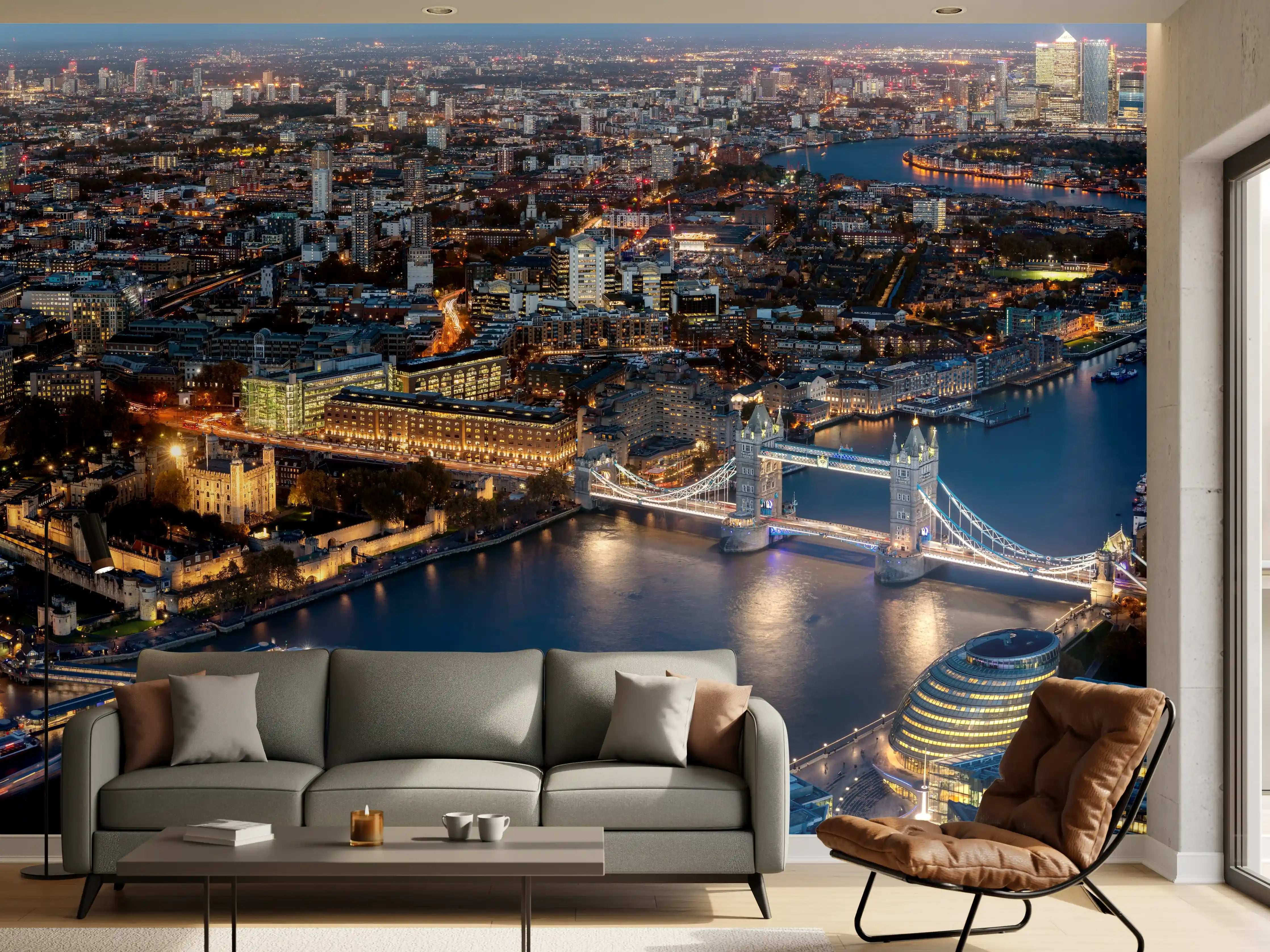 Wandverkleidung Wohnzimmer - Atemberaubende Skyline auf London-England