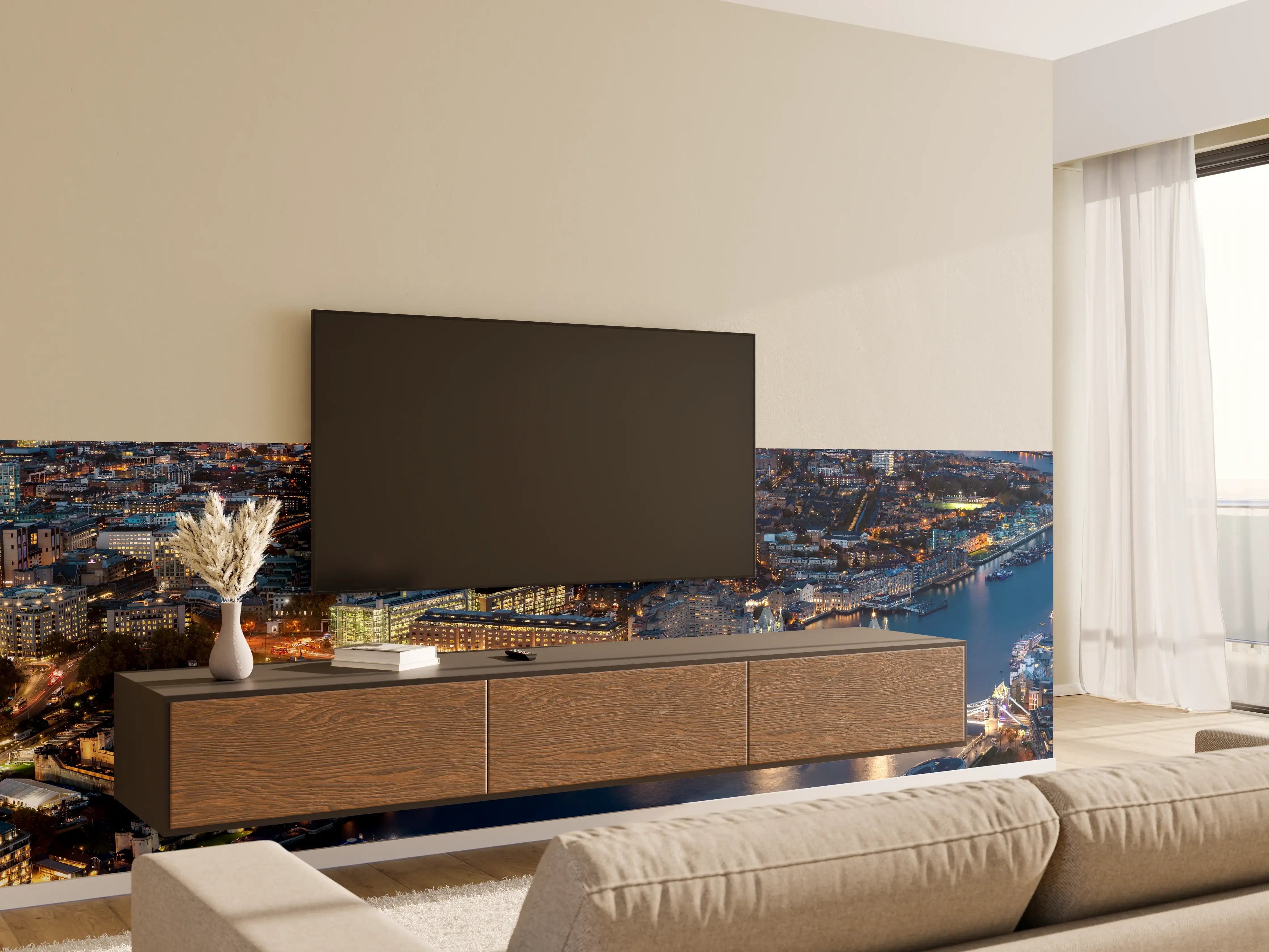 Wandverkleidung Wohnzimmer - Atemberaubende Skyline auf London-England