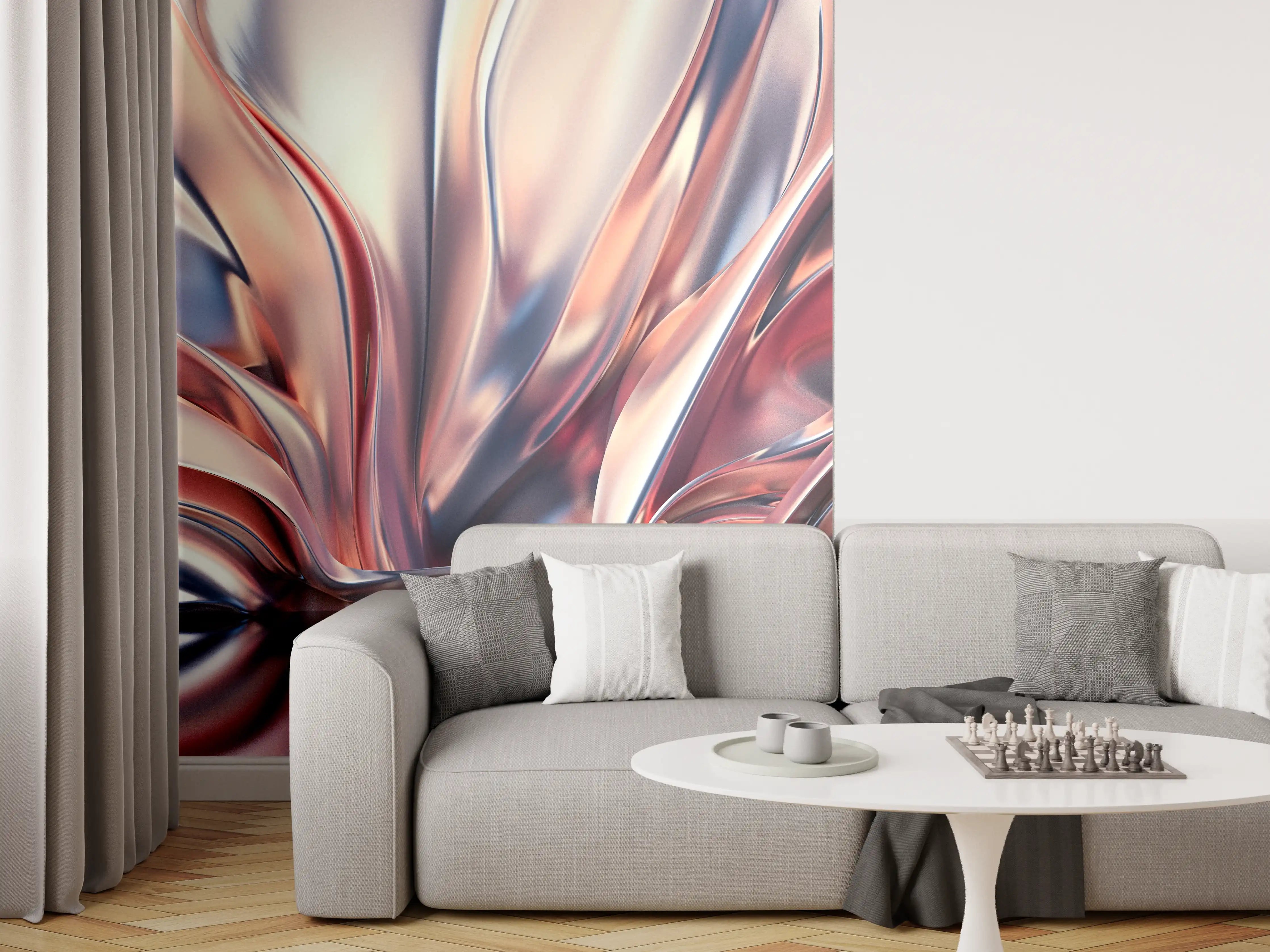 Wandverkleidung Wohnzimmer - Attraktives, modernes Metallkunstwerk