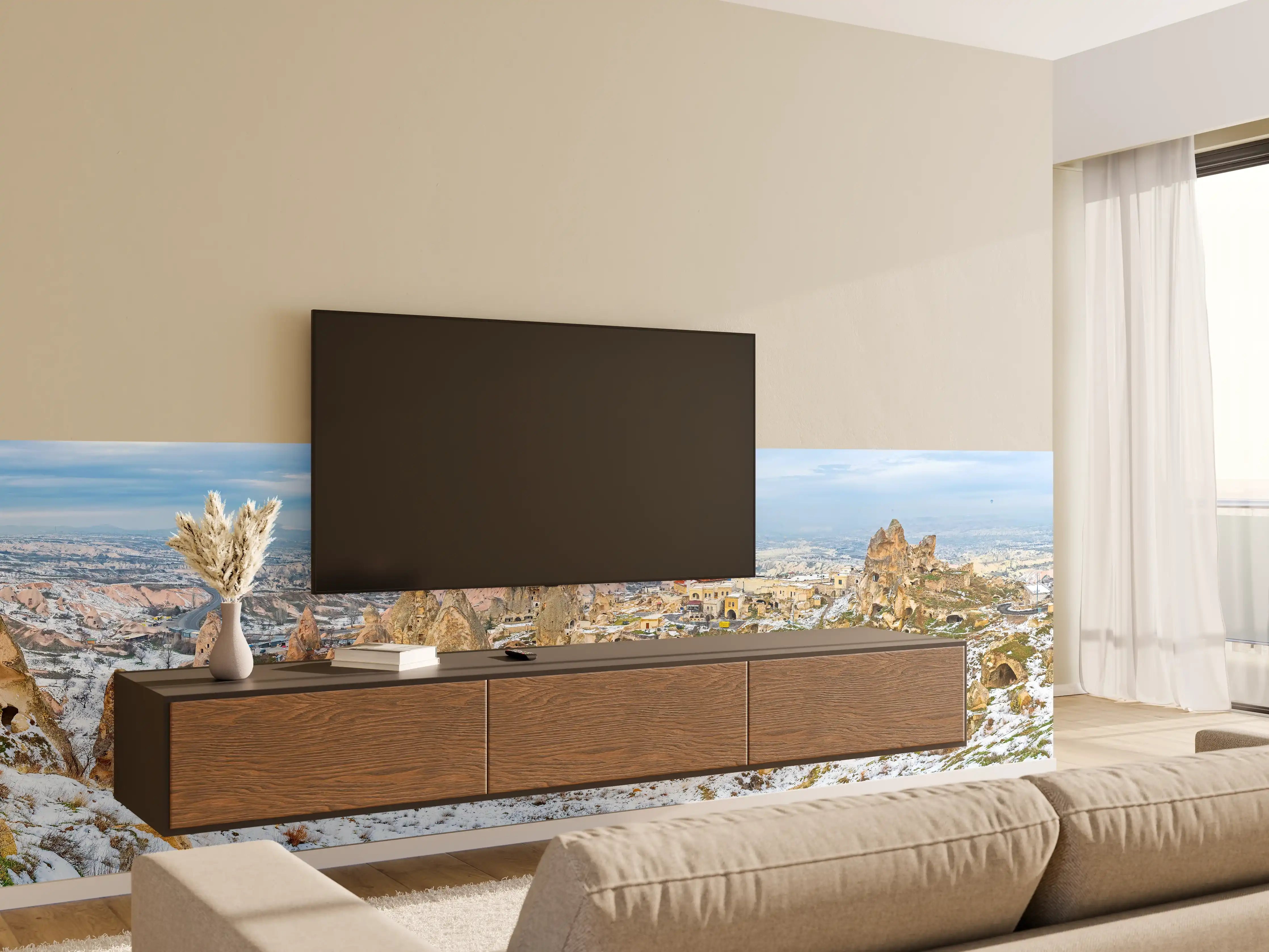 Wandverkleidung Wohnzimmer - Ausblick Kapadokien
