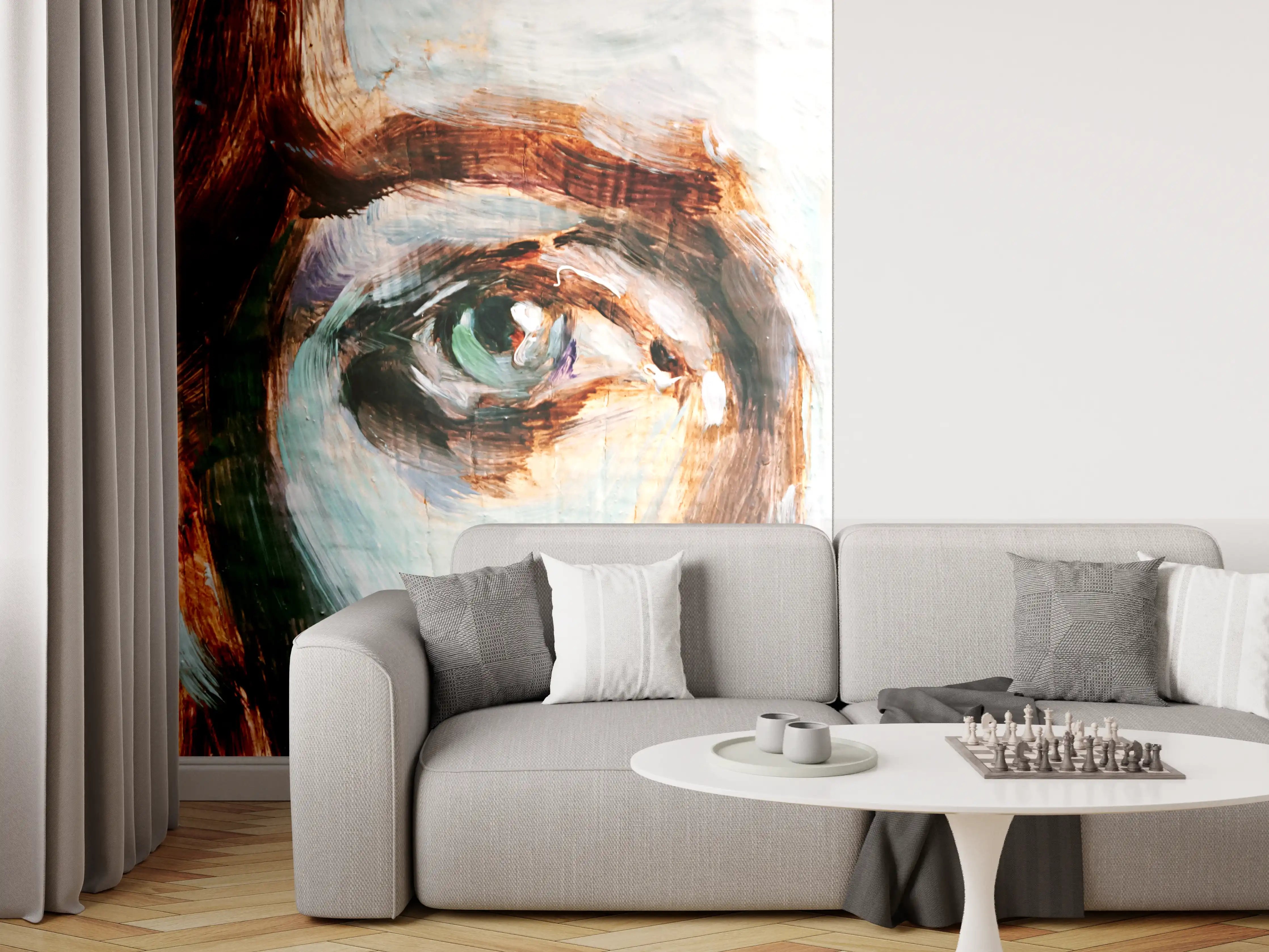 Wandverkleidung Wohnzimmer - Ausdrucksstarkes Porträt mit intensiven Augen