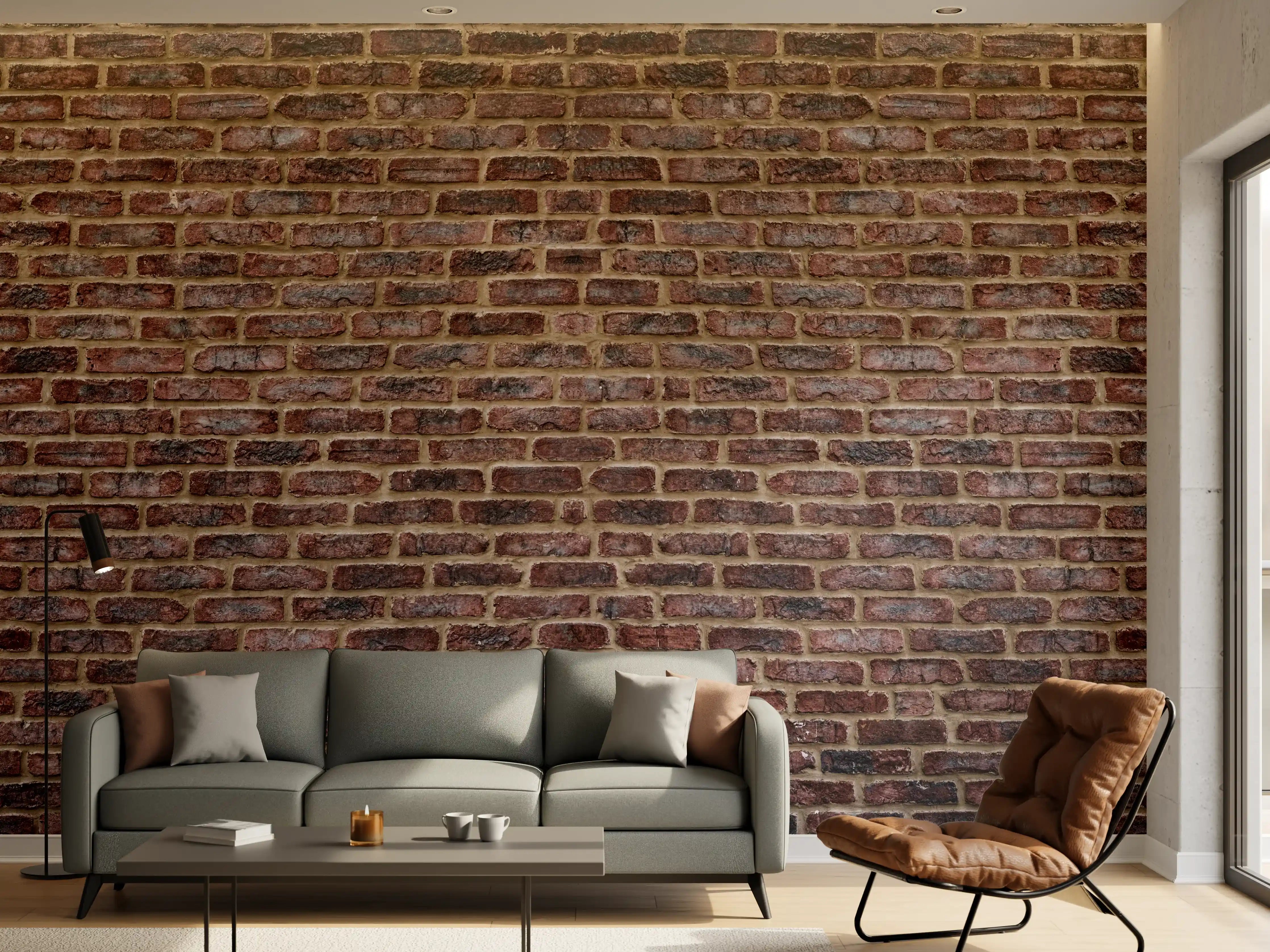 Wandverkleidung Wohnzimmer - Authentische Backsteinwand als Wanddekoration