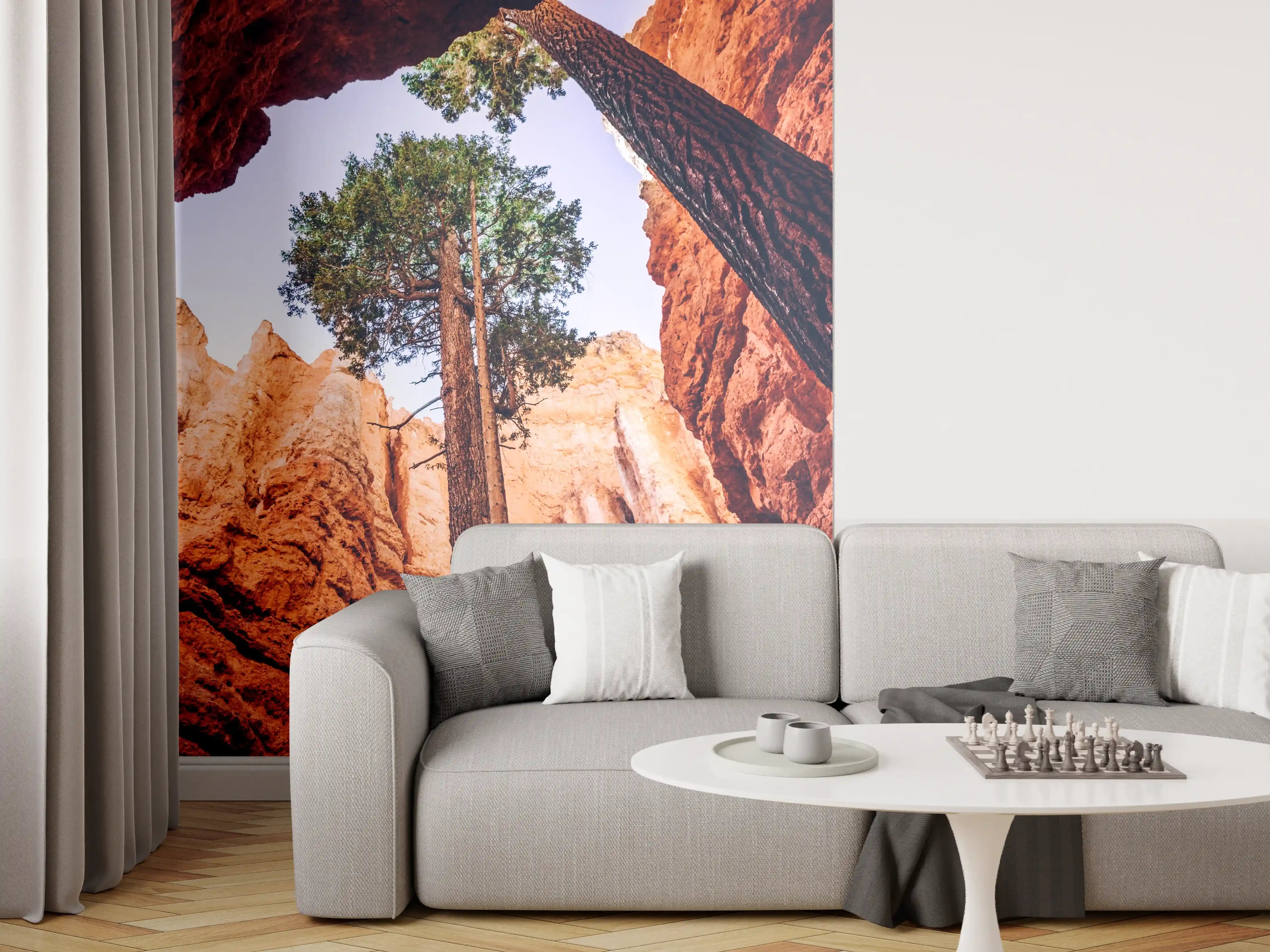 Wandverkleidung Wohnzimmer - Bahnbrechende Naturaufnahme eines Baums in einer roten Canyonlandschaft