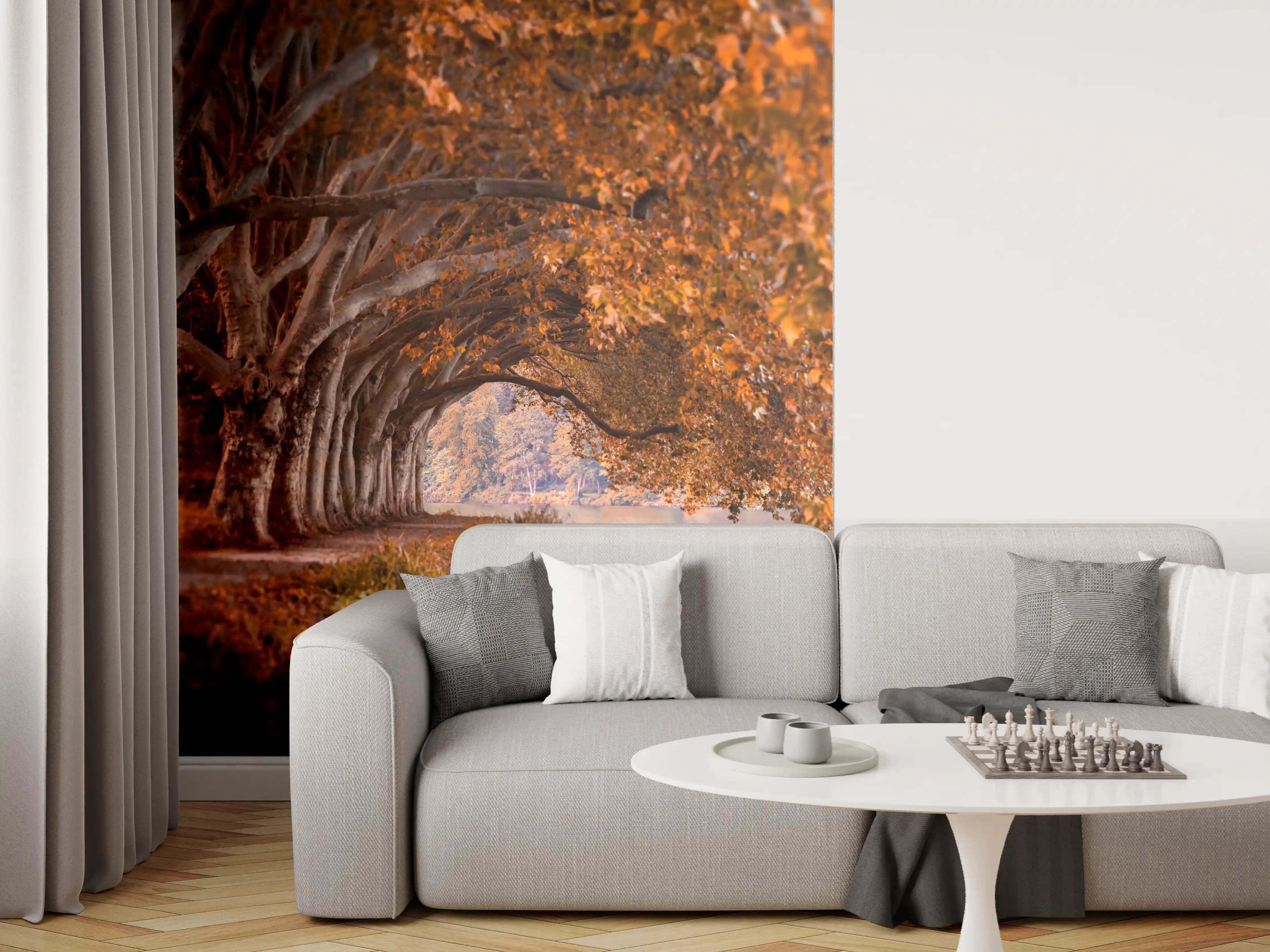 Wandverkleidung Wohnzimmer - Baldeneysee in Essen im Herbst