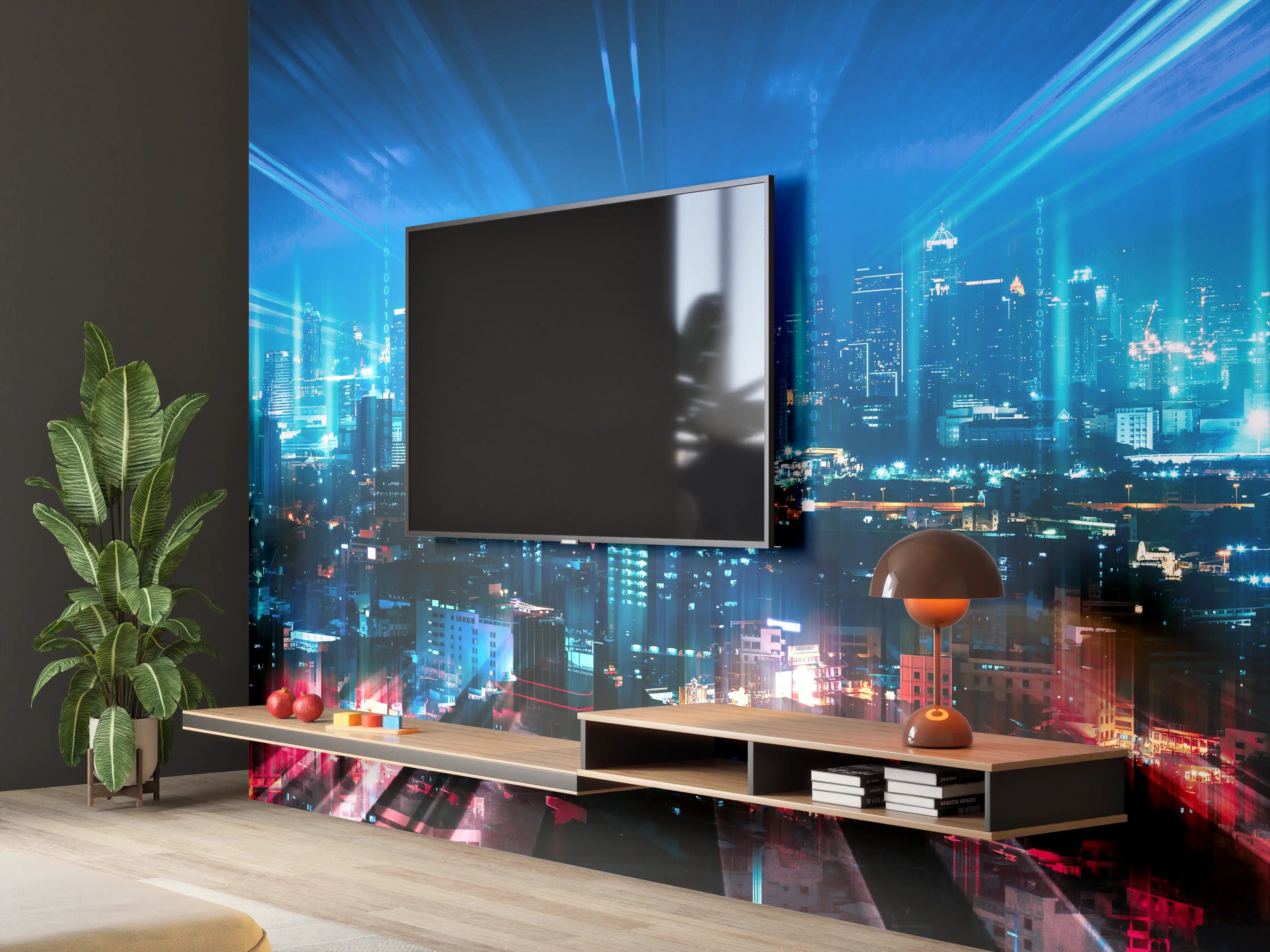 Wandverkleidung Wohnzimmer - Bangkok bei Nacht - Thailand