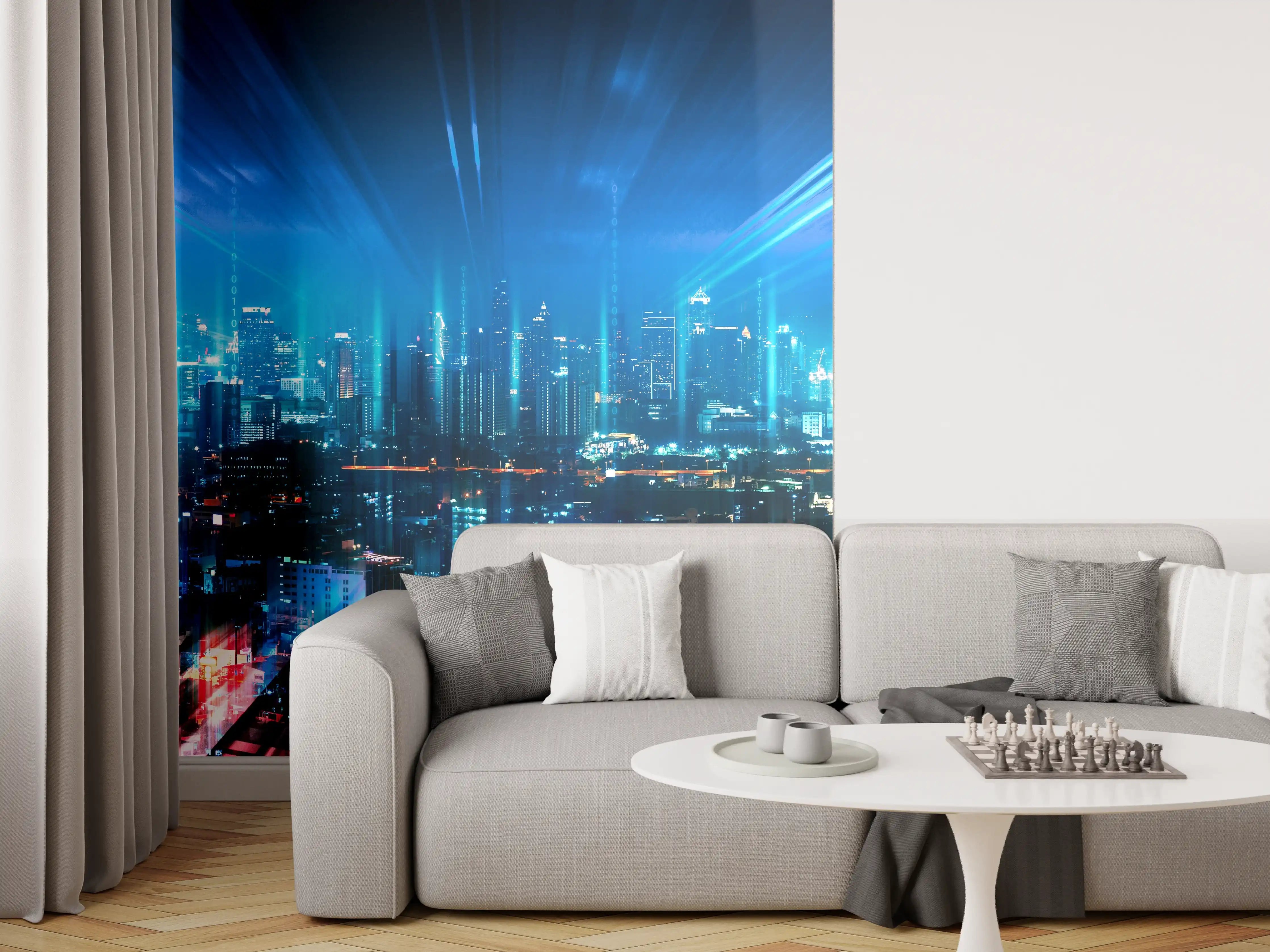 Wandverkleidung Wohnzimmer - Bangkok bei Nacht - Thailand