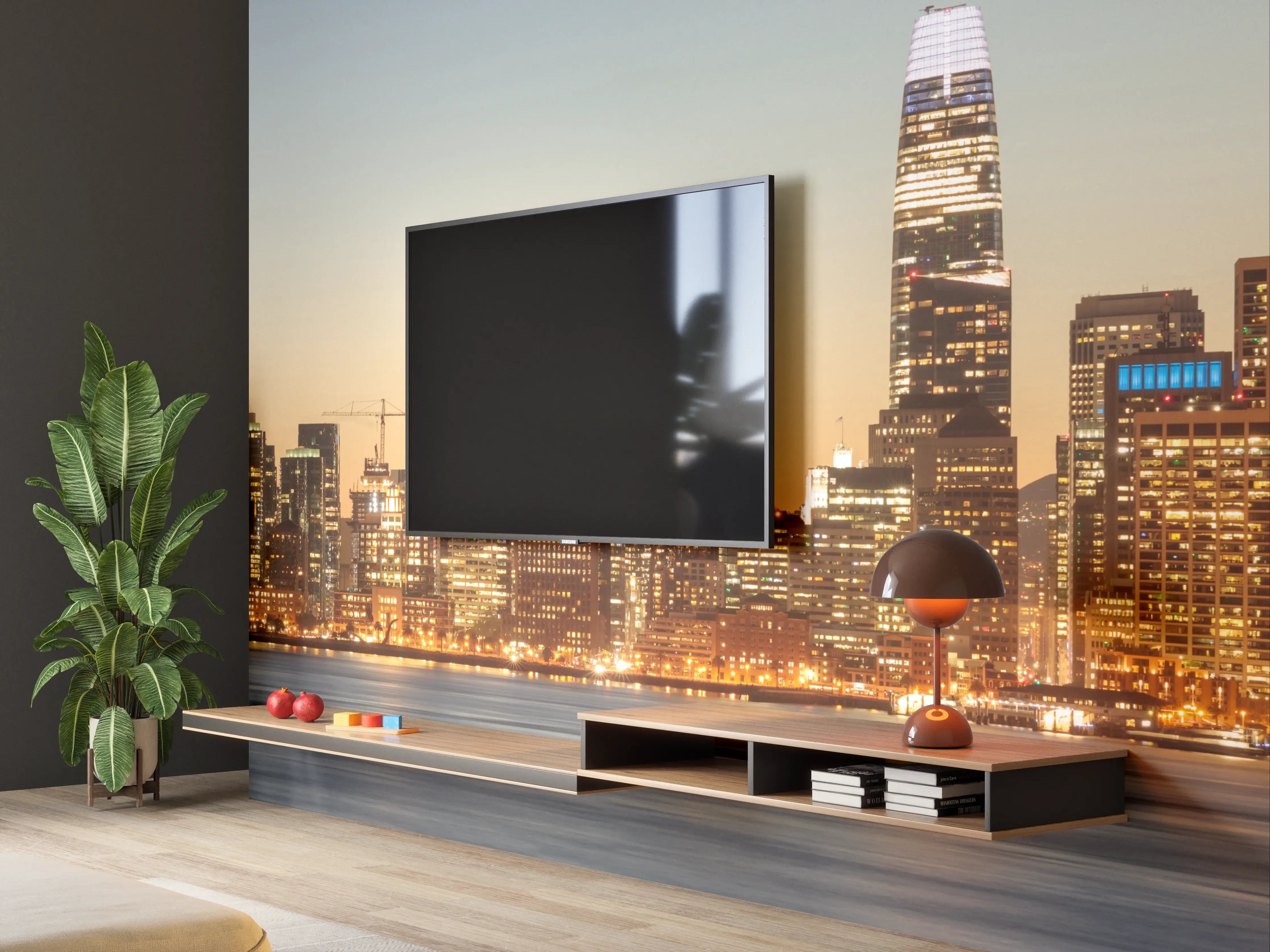 Wandverkleidung Wohnzimmer - Bay Bridge und die Skyline von San Francisco